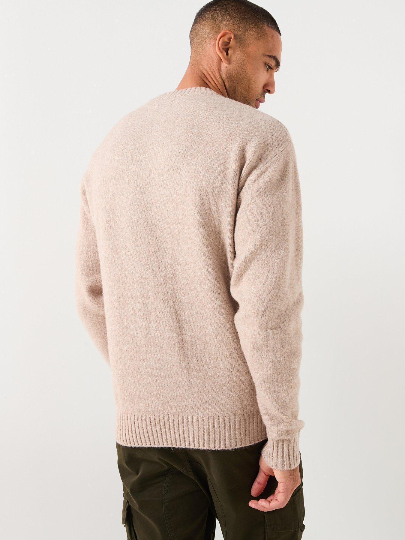 image of jack-jones-soho-ollie-melange-knitted-jumper-light-beige