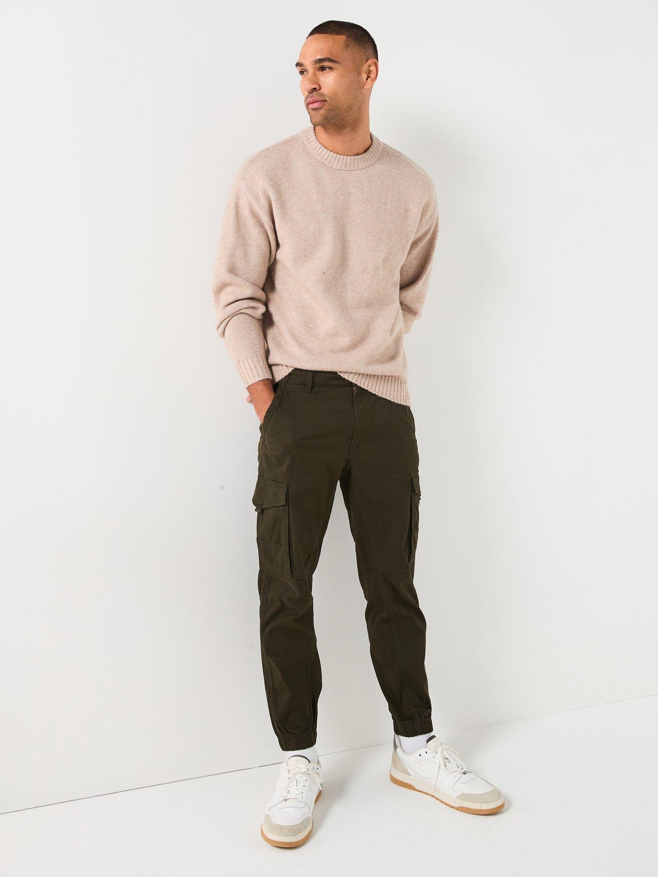  image of jack-jones-soho-ollie-melange-knitted-jumper-light-beige