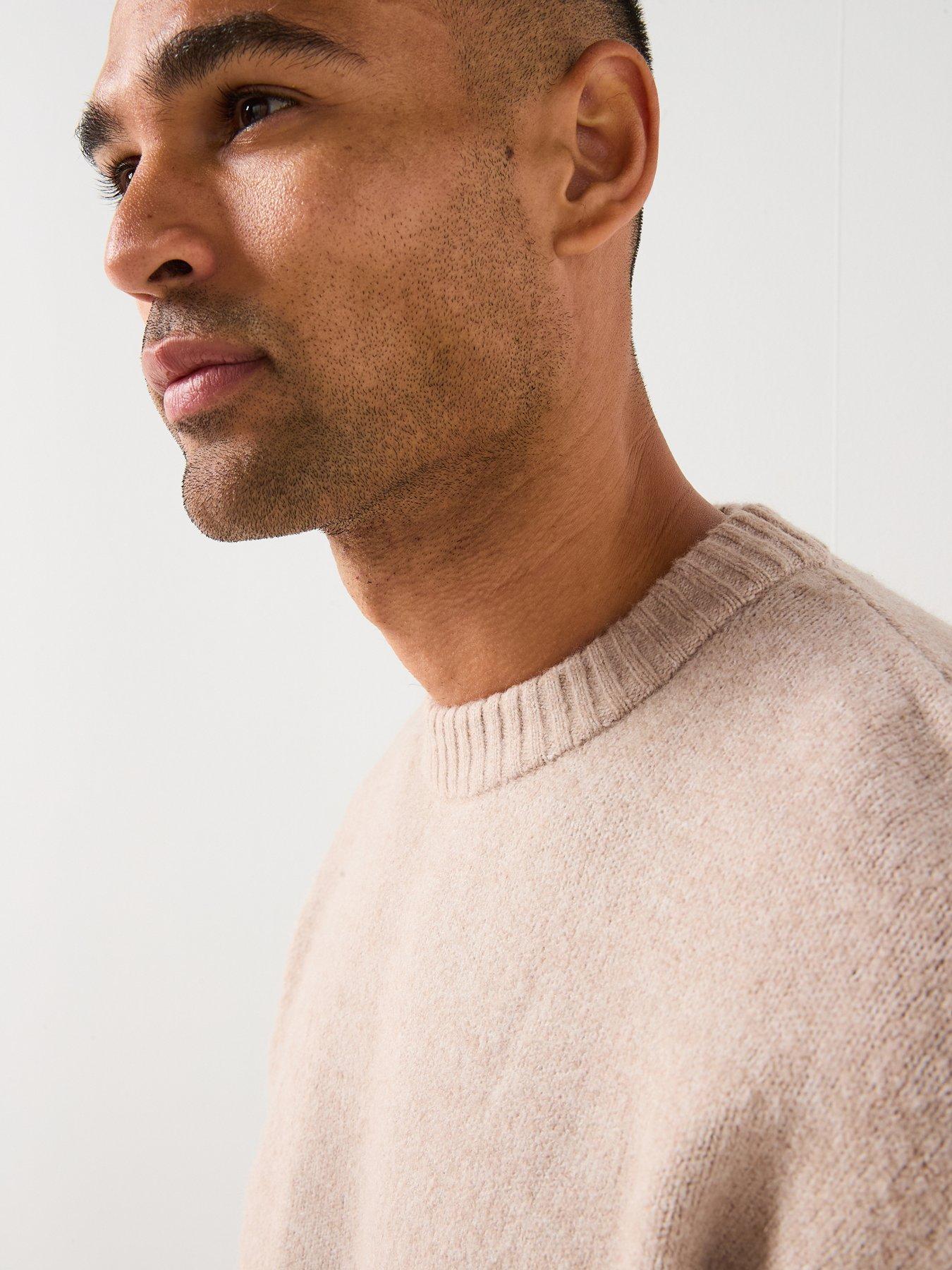  image of jack-jones-soho-ollie-melange-knitted-jumper-light-beige