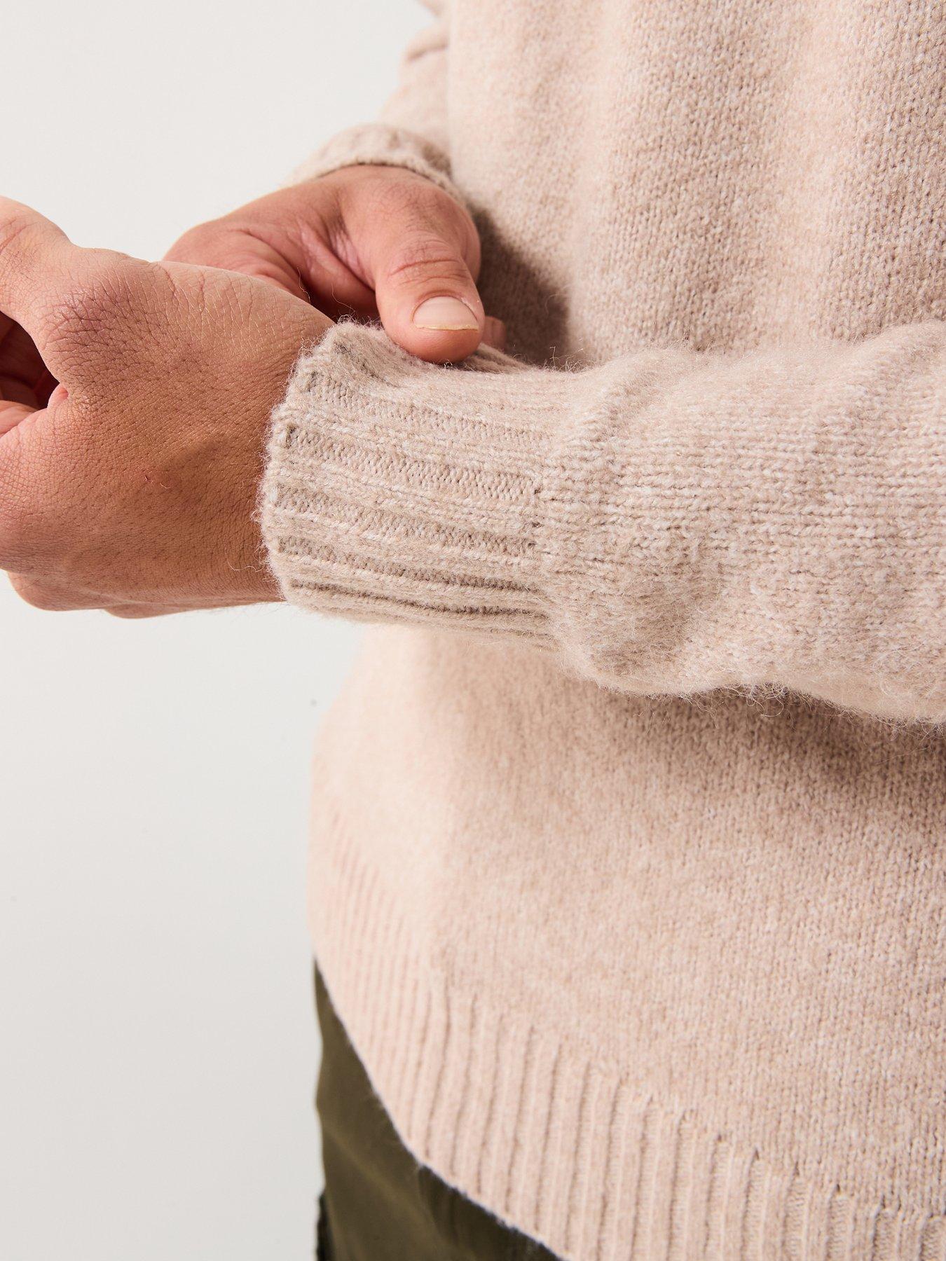  image of jack-jones-soho-ollie-melange-knitted-jumper-light-beige