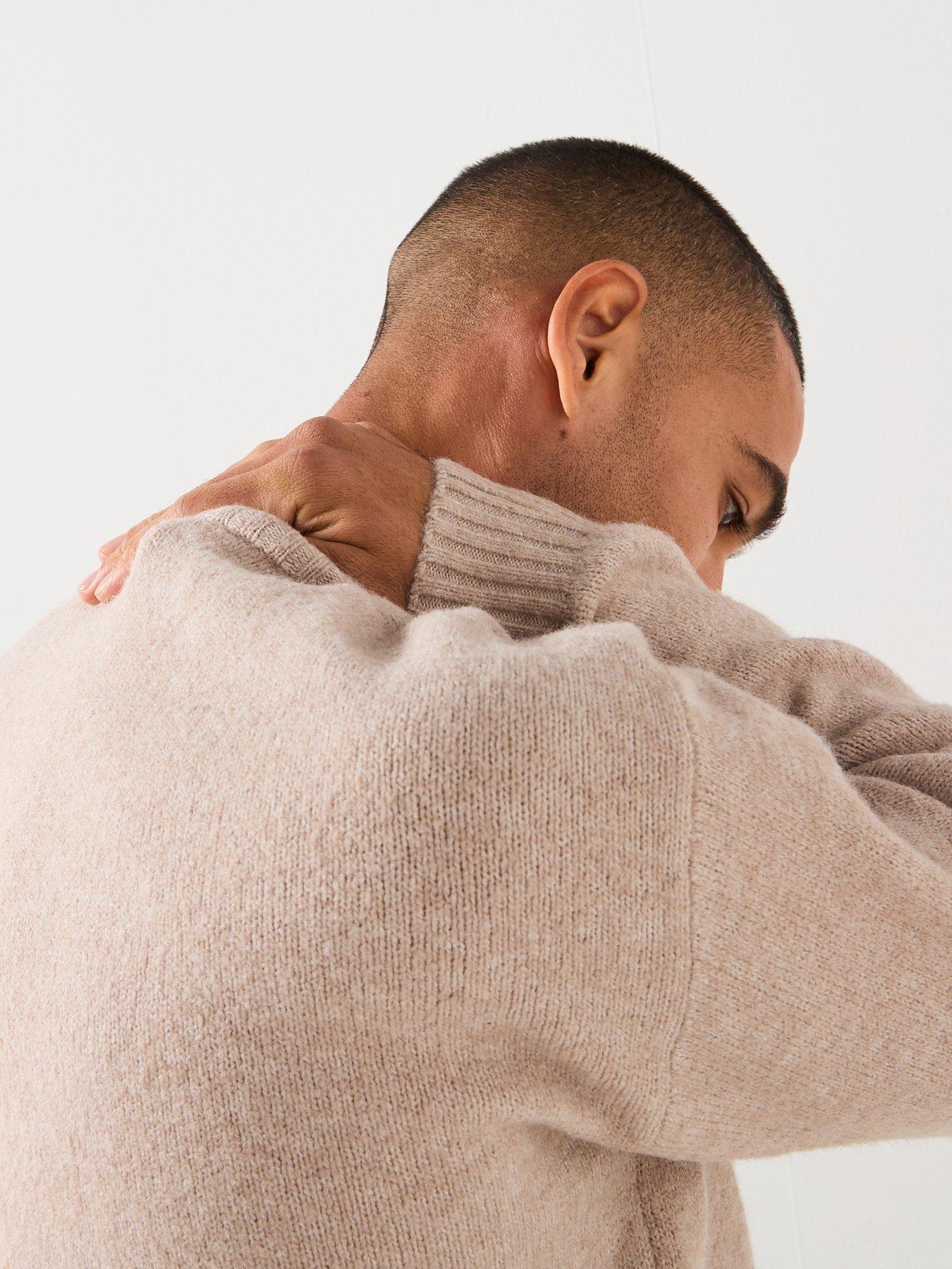  image of jack-jones-soho-ollie-melange-knitted-jumper-light-beige