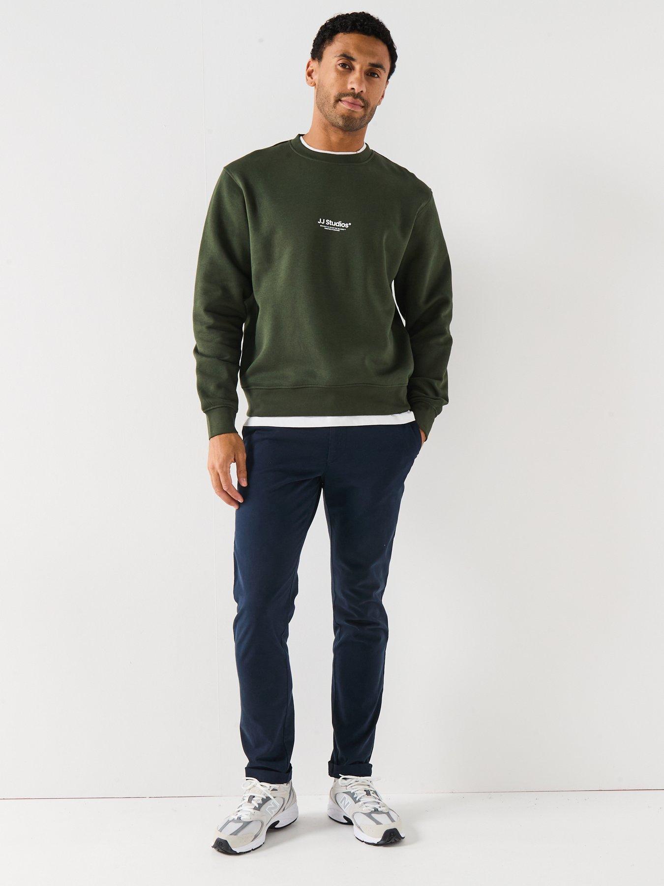  image of jack-jones-soho-jj-studios-crew-sweat-green