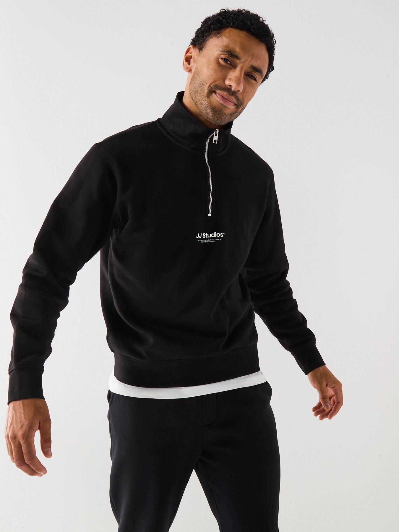  image of jack-jones-soho-jj-studios-14-zip-sweat-black