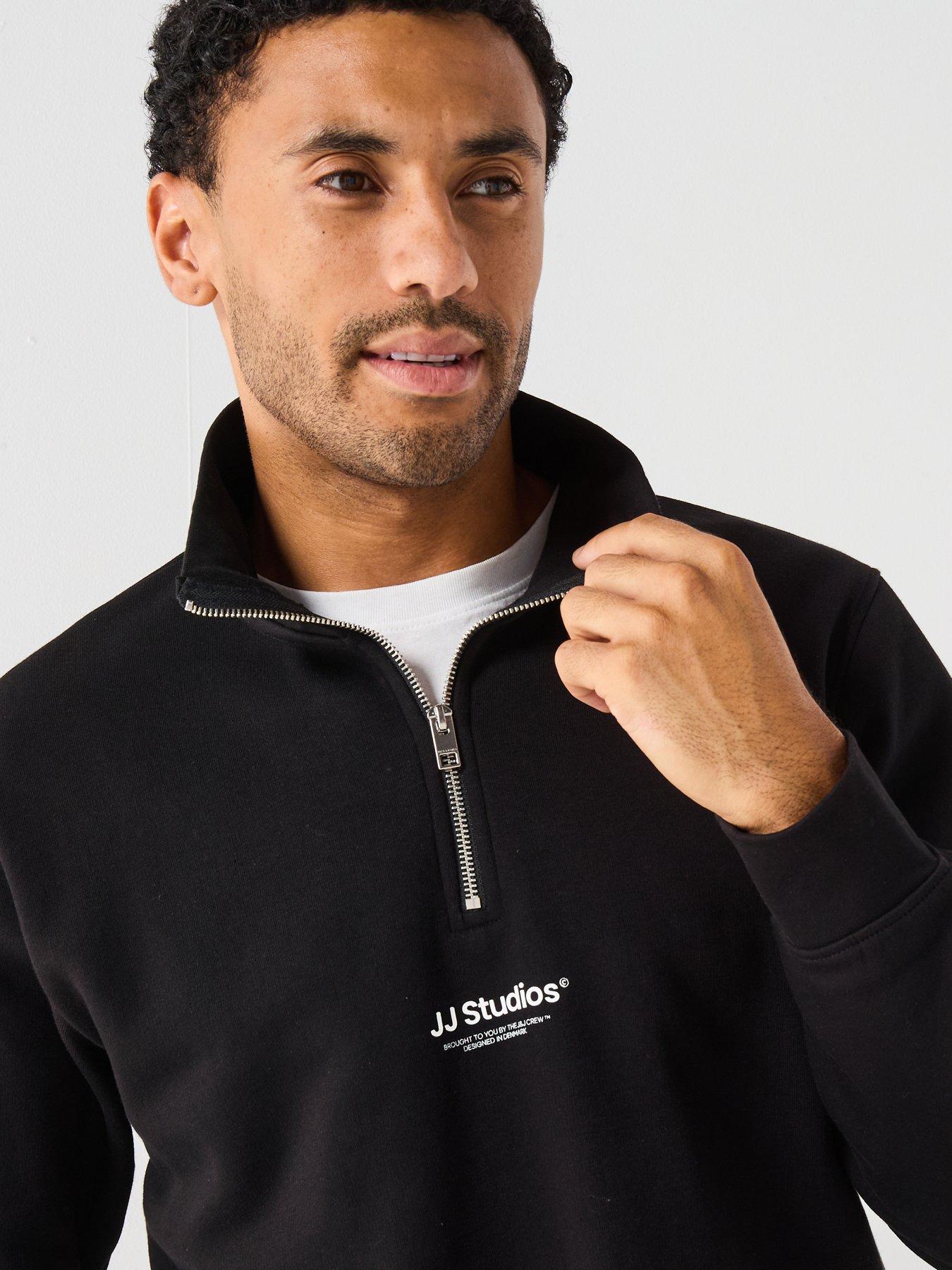  image of jack-jones-soho-jj-studios-14-zip-sweat-black