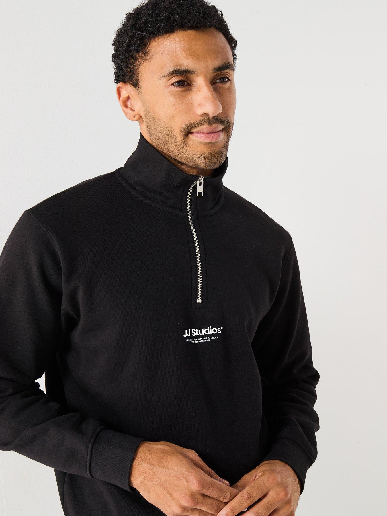  image of jack-jones-soho-jj-studios-14-zip-sweat-black