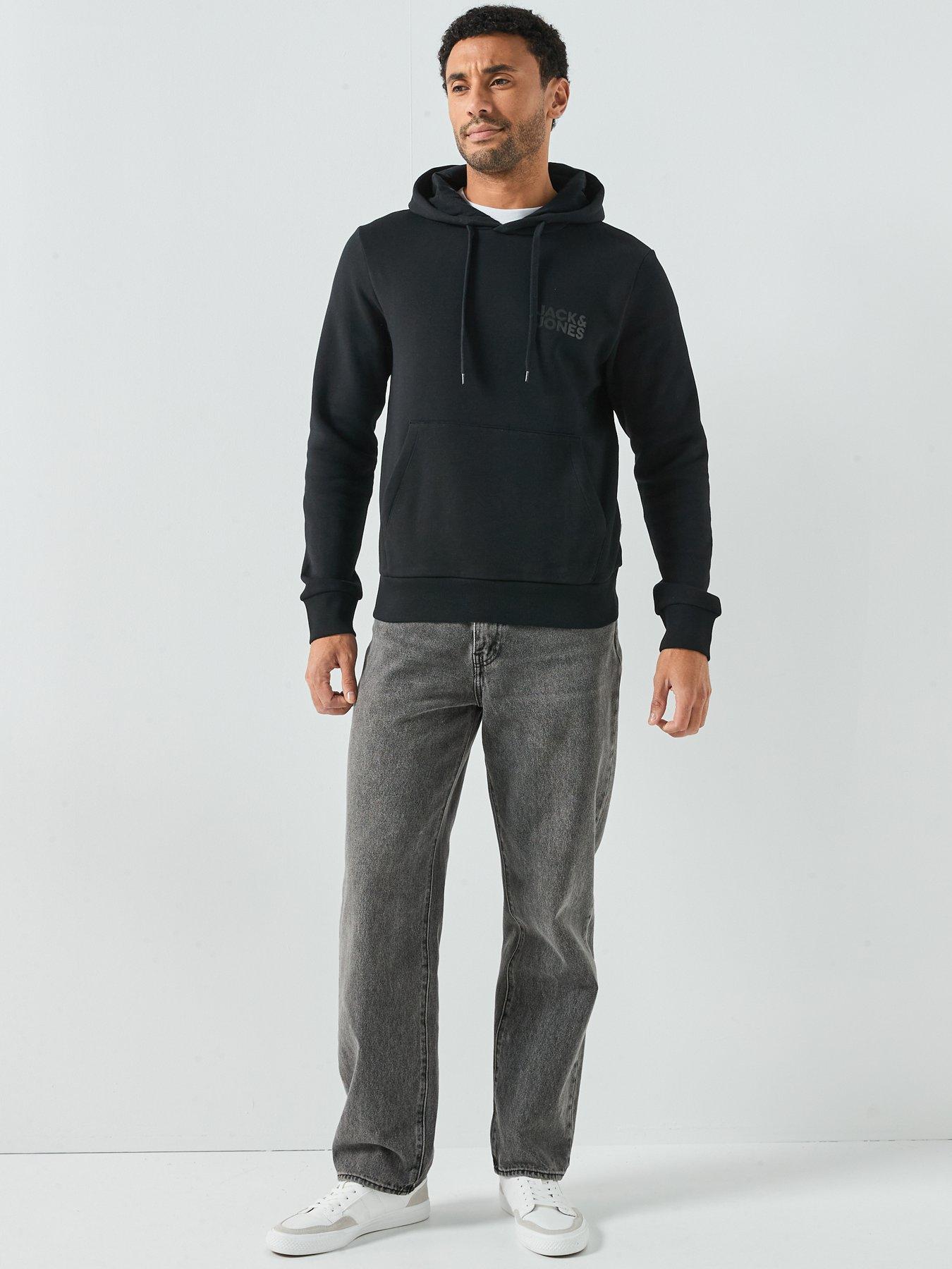 Image 3 of 6 of Jack & Jones Left Chest Tonal Logo Overhead Hoodie - Black