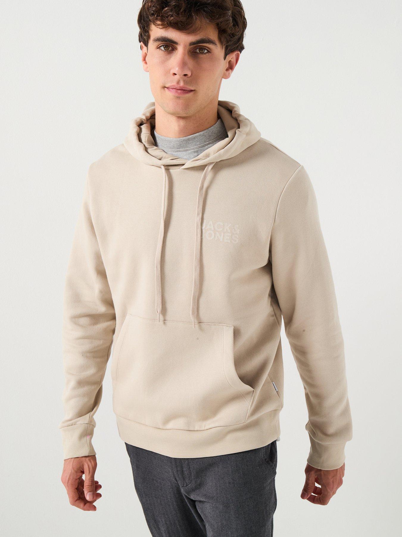 jack-jones-left-chest-tonal-logo-overhead-hoodie-beige