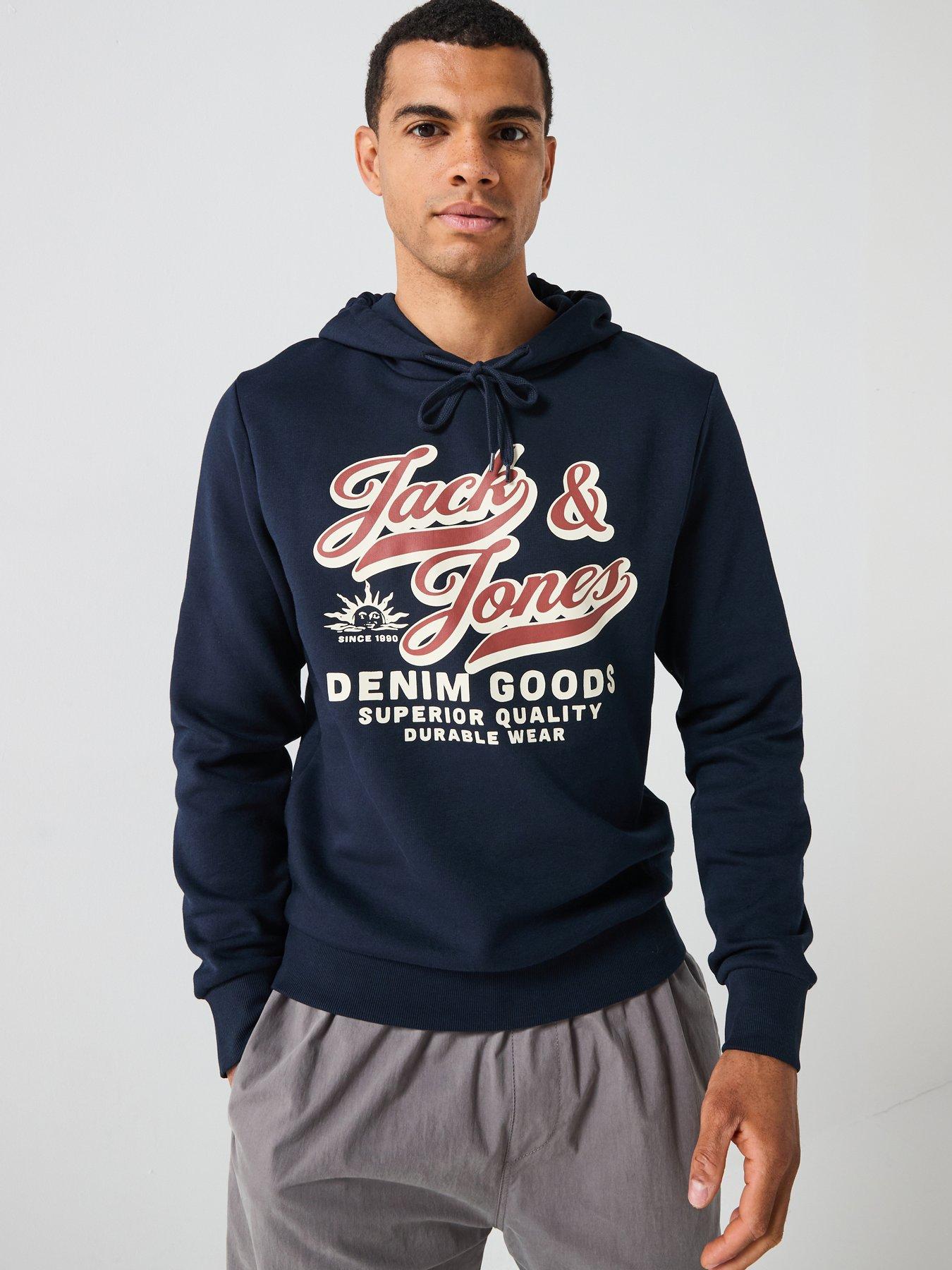 Jack & Jones Graphic Logo Overhead Hoodie - Navy
