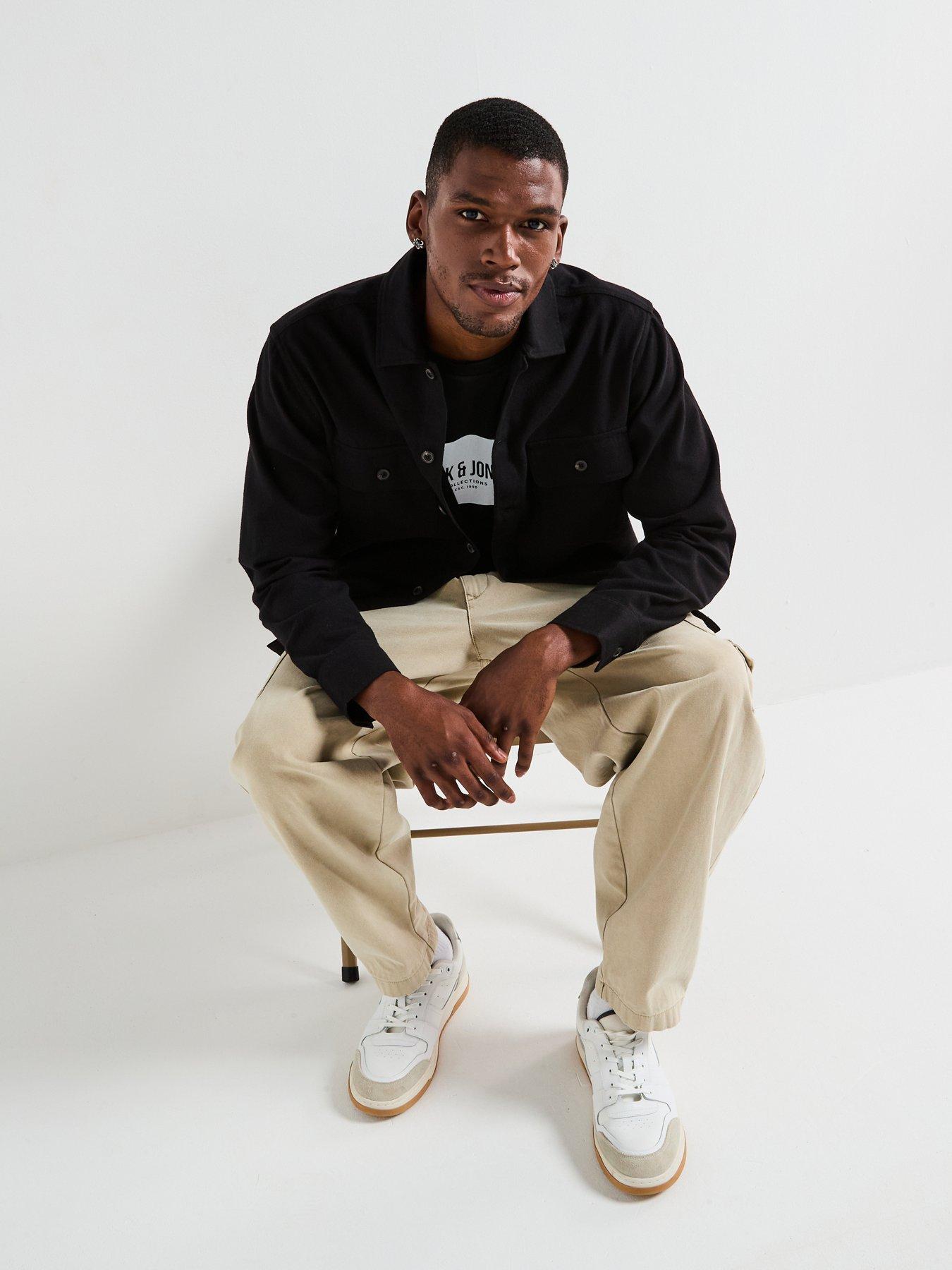  image of jack-jones-charge-double-pocket-overshirt-black