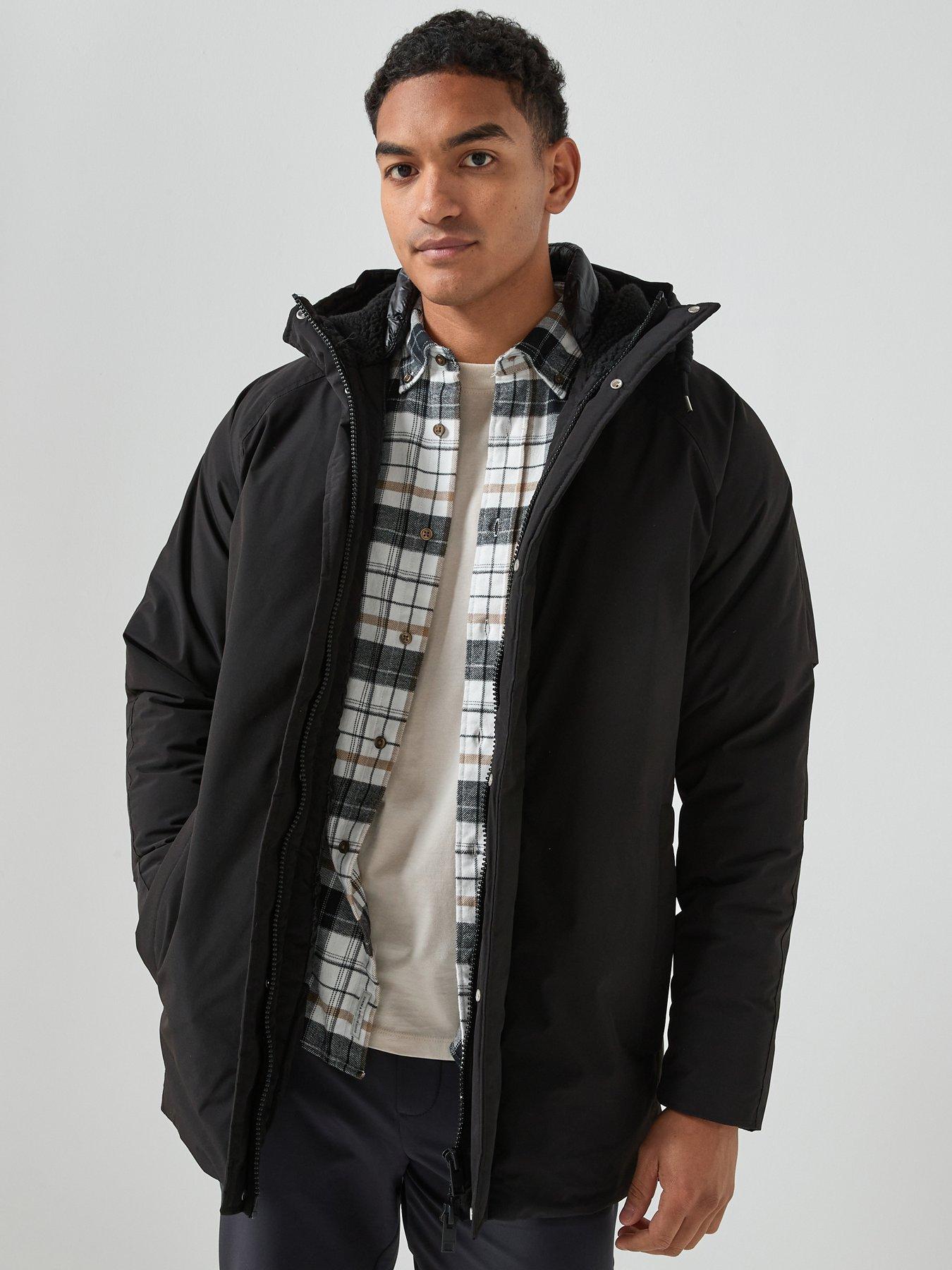 front image of jack-jones-wood-parka-black