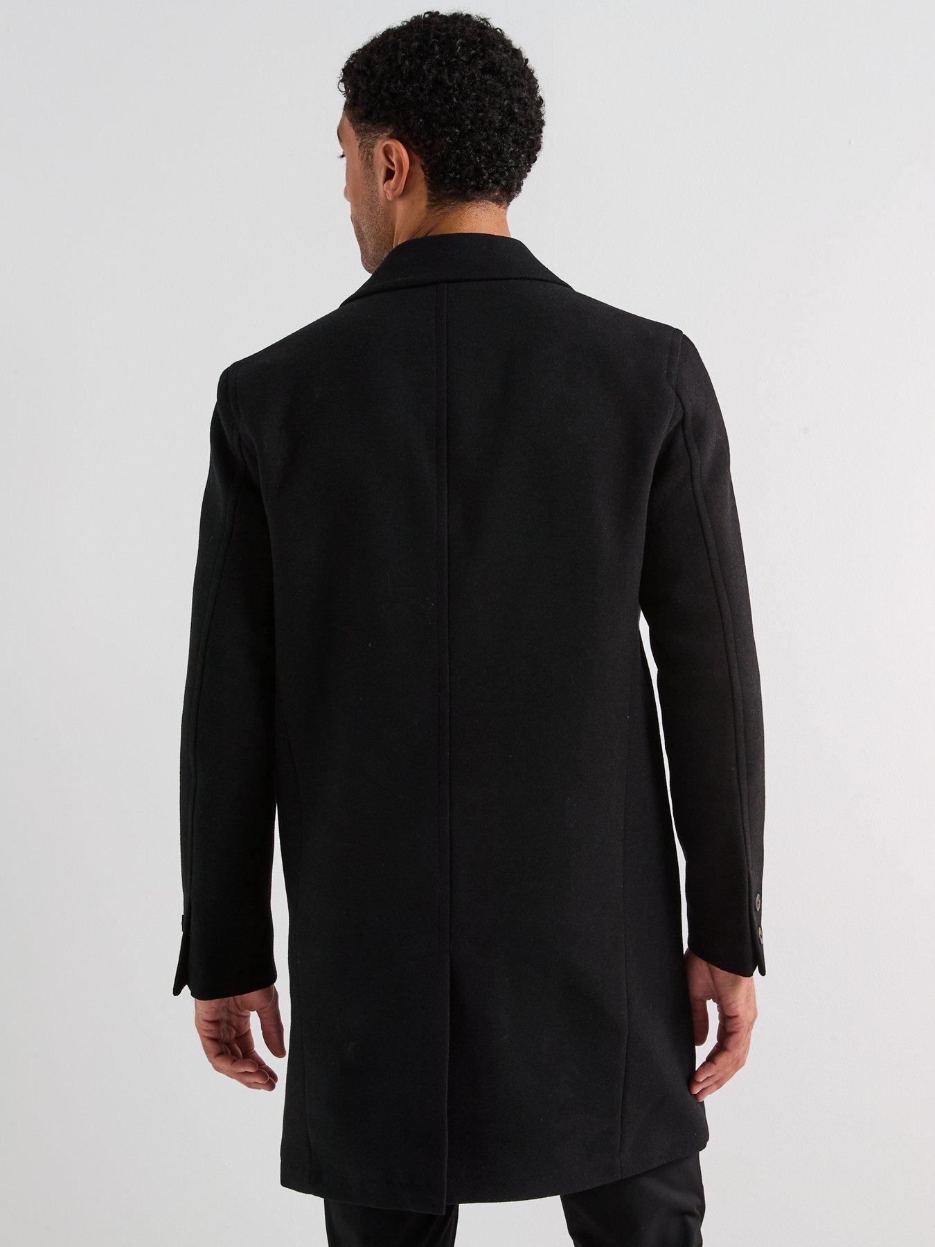 Image 2 of 6 of Jack & Jones Harrison Wool Blend Overcoat - Black