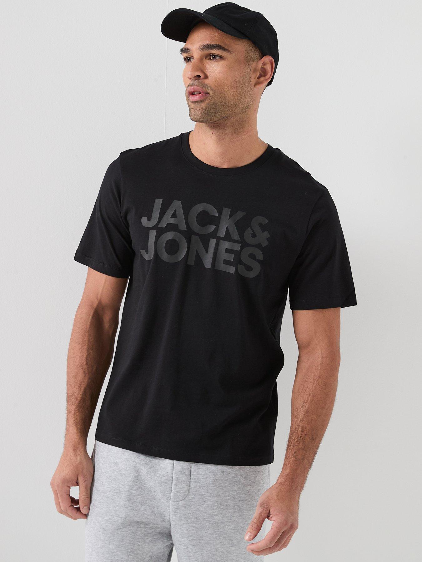 Jack & Jones Large Chest Tonal Logo T-Shirt - Black
