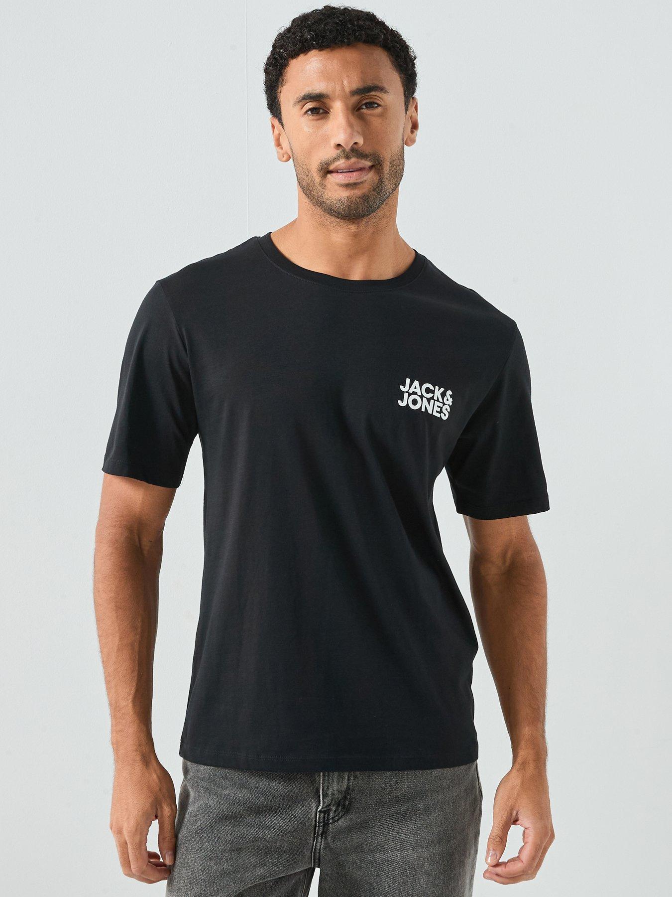 Image 1 of 6 of Jack & Jones Left Chest Logo T-Shirt - Black