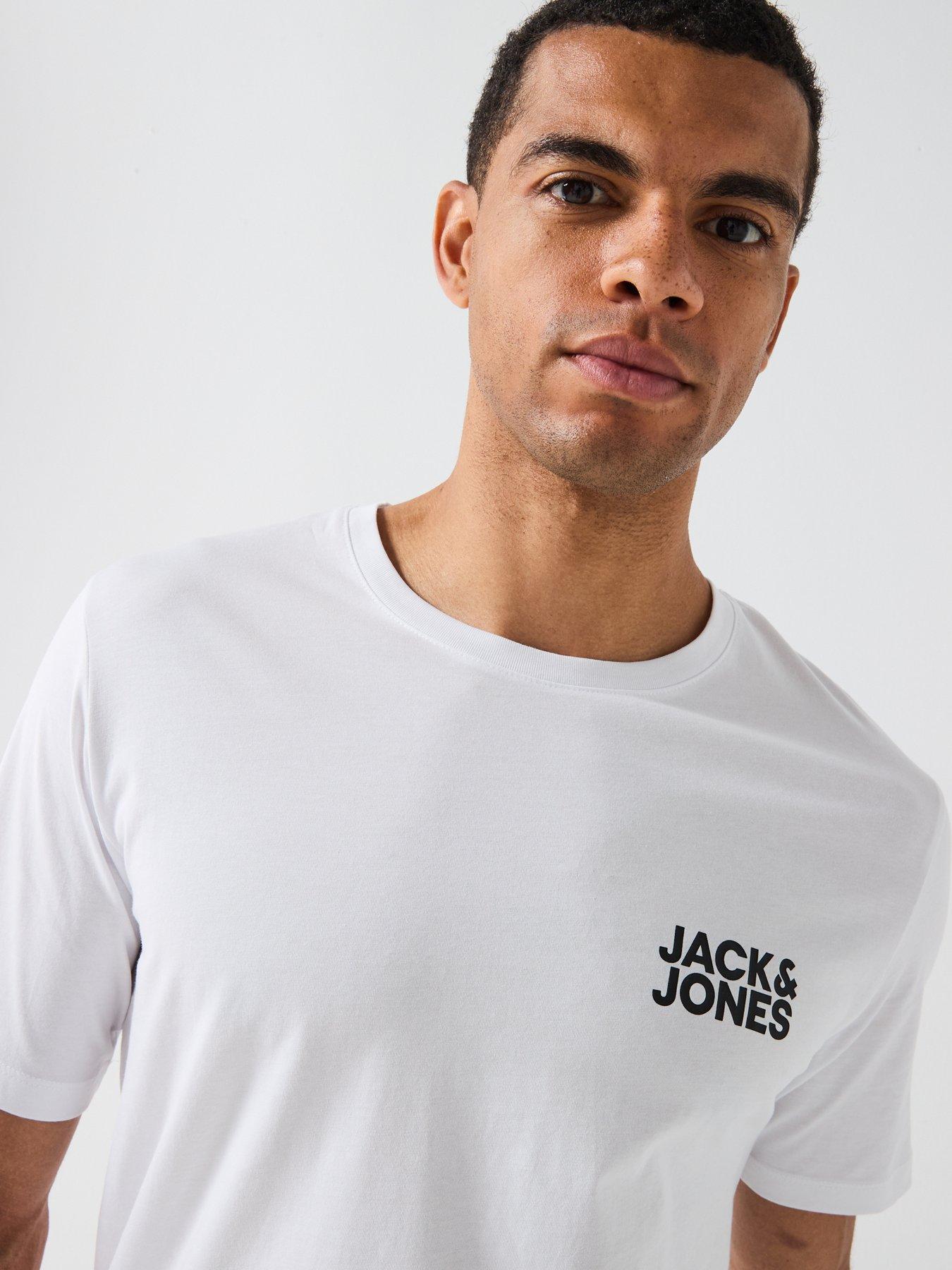 Image 4 of 4 of Jack & Jones Left Chest Logo T-Shirt - White