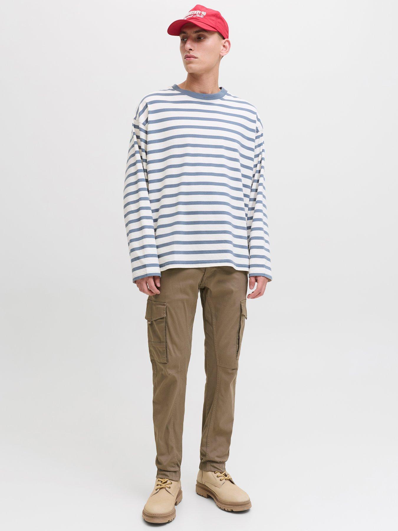  image of jack-jones-paul-flake-slim-fit-cuffed-cargo-trousers-light-brown