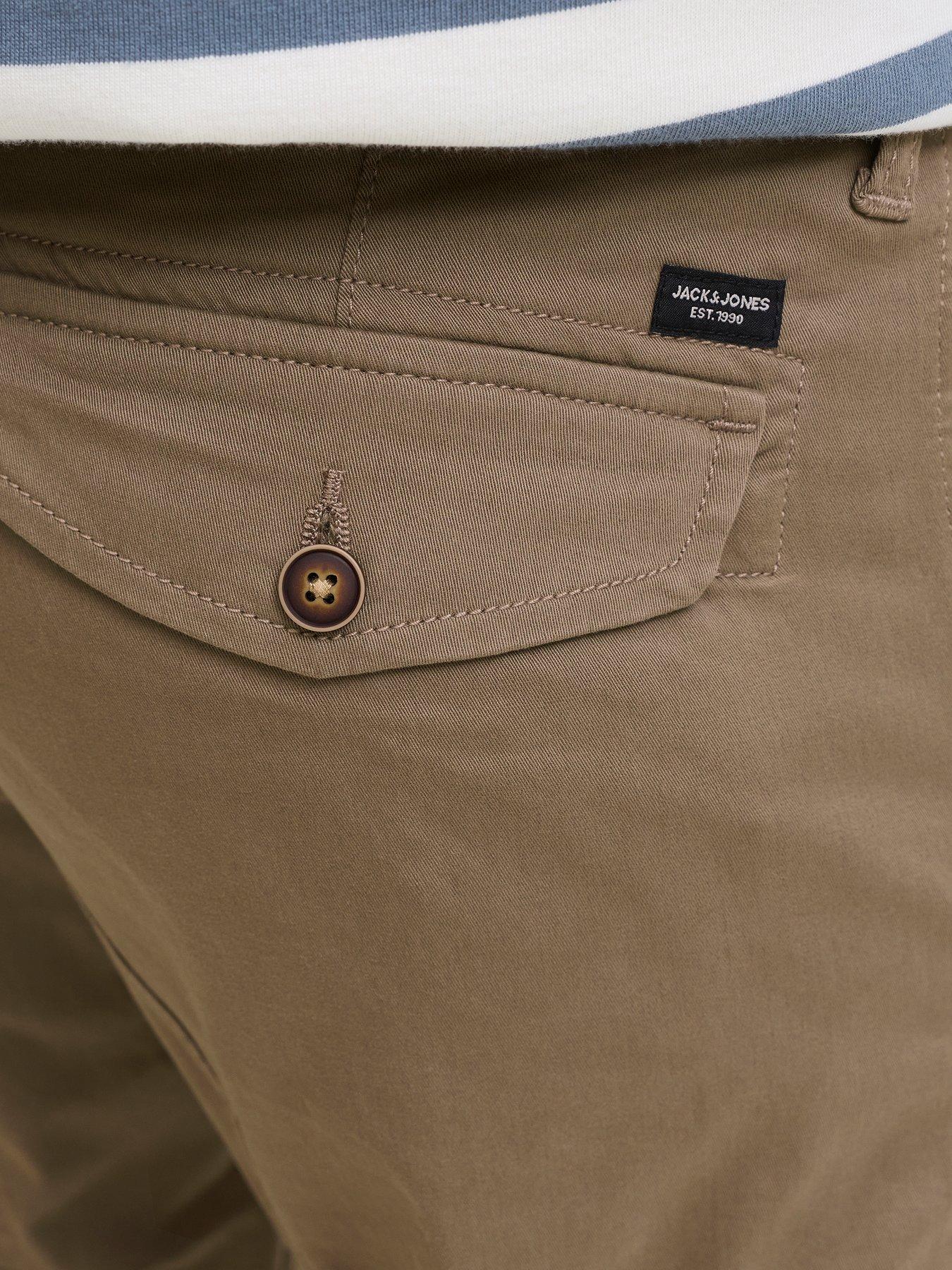  image of jack-jones-paul-flake-slim-fit-cuffed-cargo-trousers-light-brown