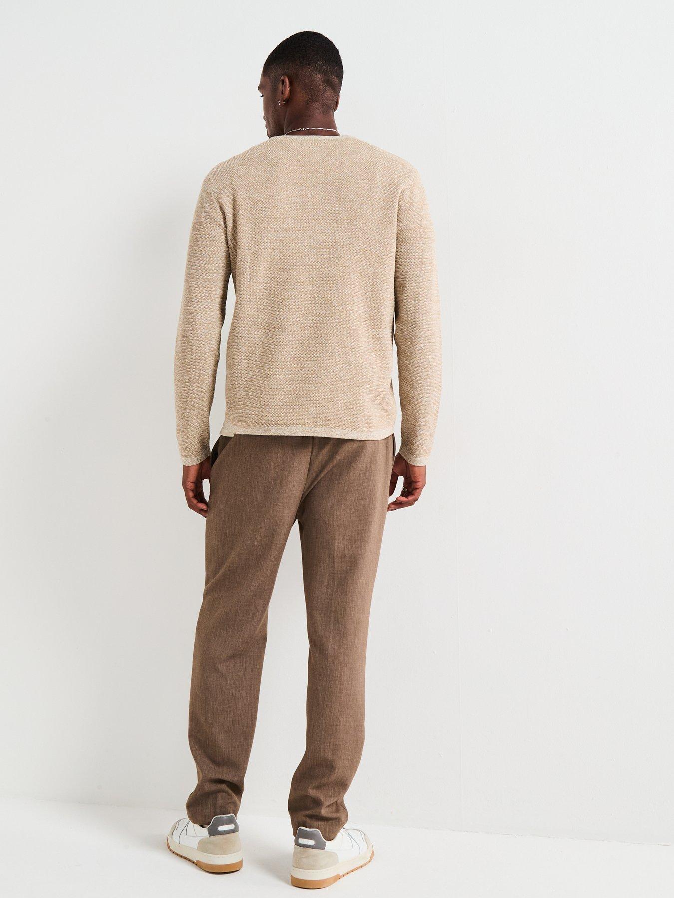 Image 2 of 6 of Jack & Jones George Textured Crew Knitted Jumper - Dark Beige