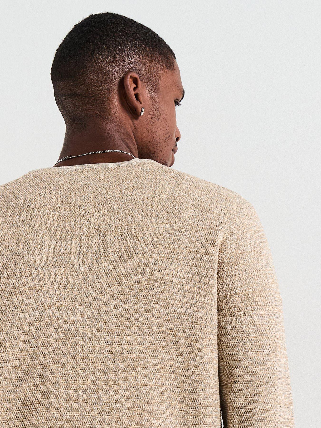 Image 4 of 6 of Jack & Jones George Textured Crew Knitted Jumper - Dark Beige