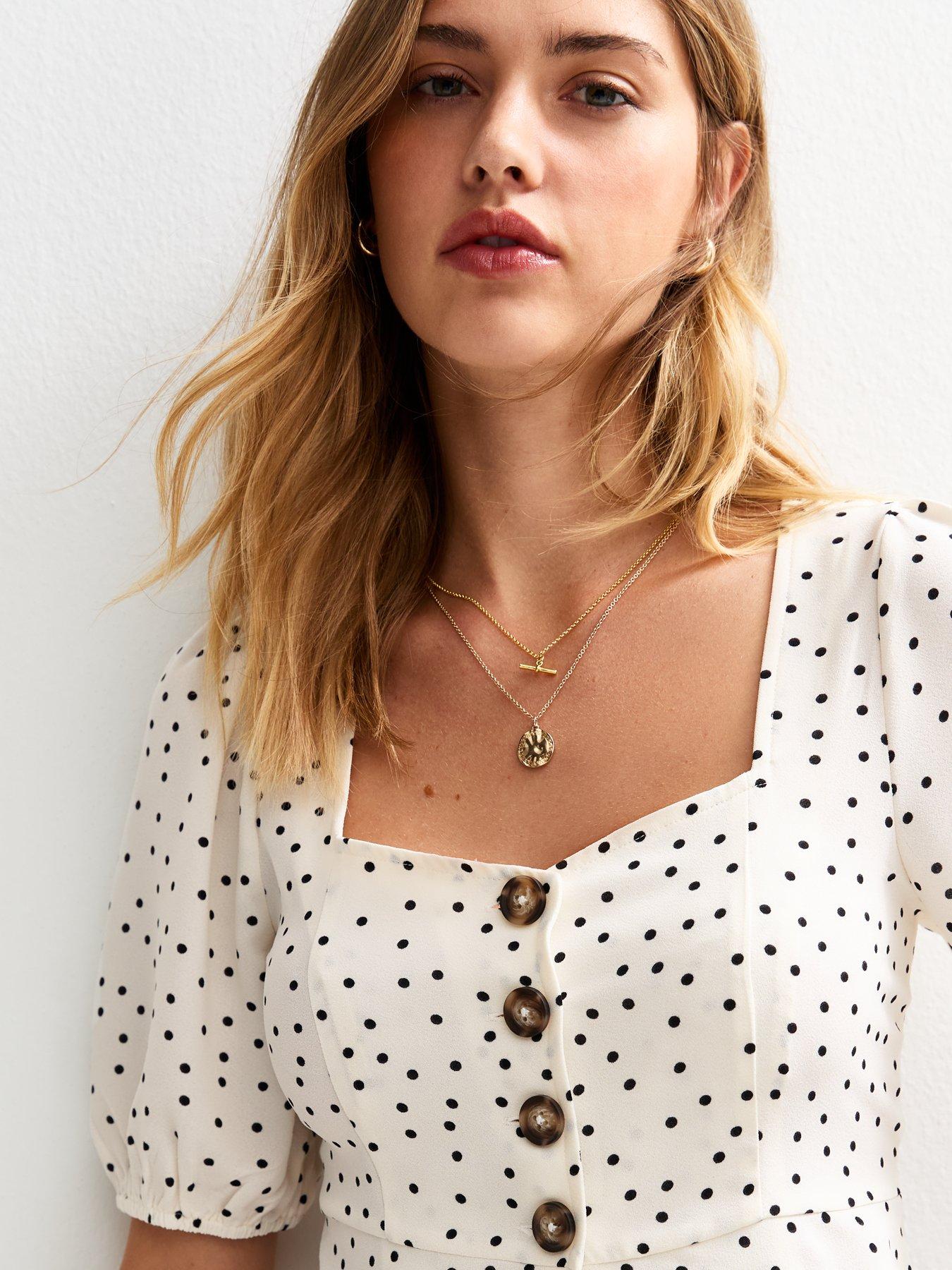 Polka Dot Knit Top - Off White main image 0