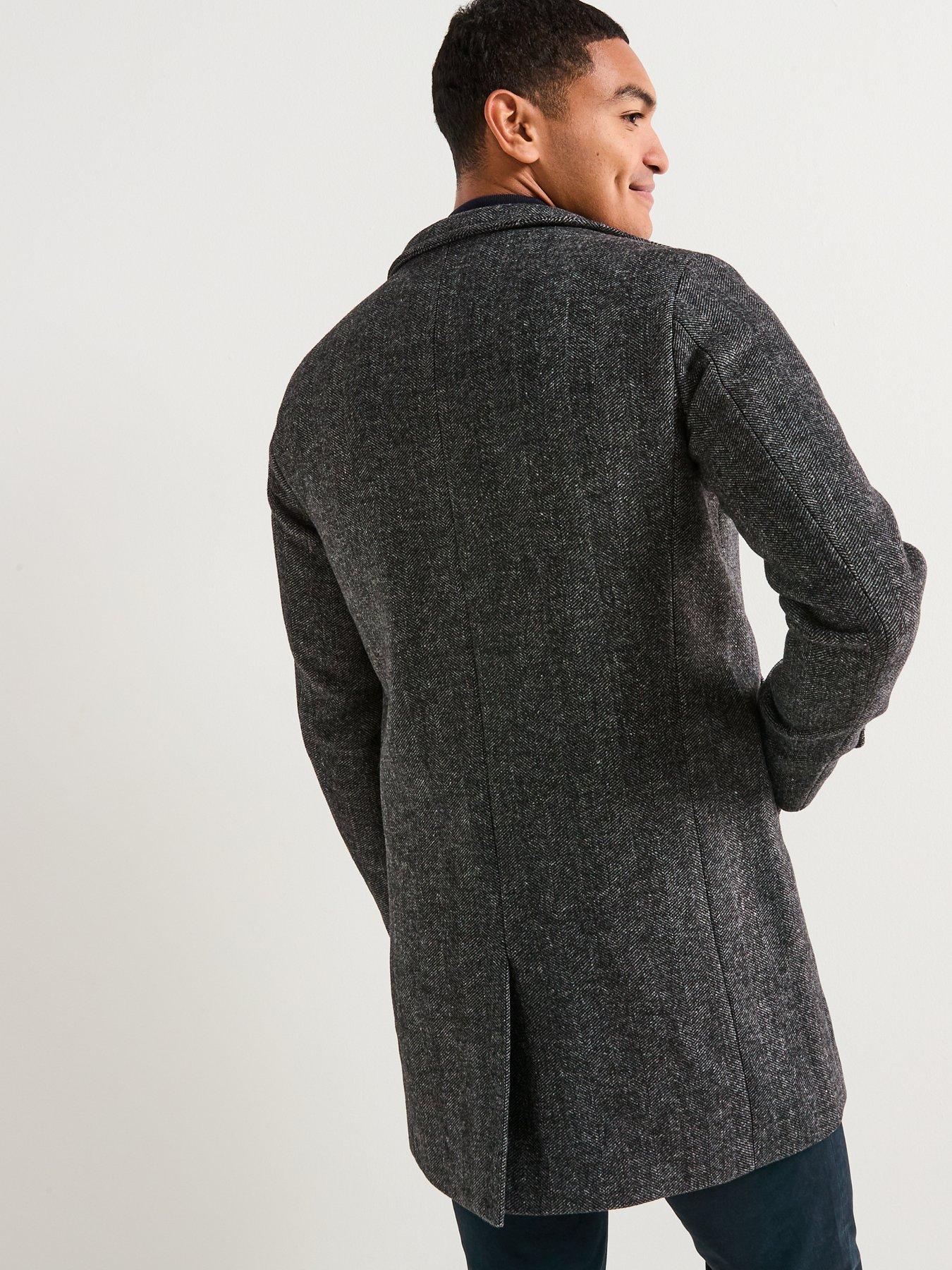 stillFront image of jack-jones-melton-wool-blend-stand-collar-overcoat-dark-grey