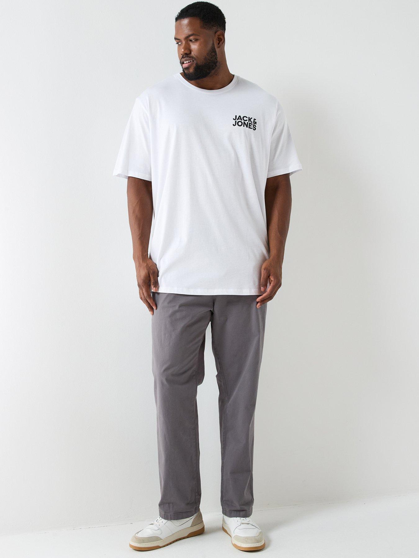  image of jack-jones-plus-size-left-chest-graphic-logo-t-shirt-white
