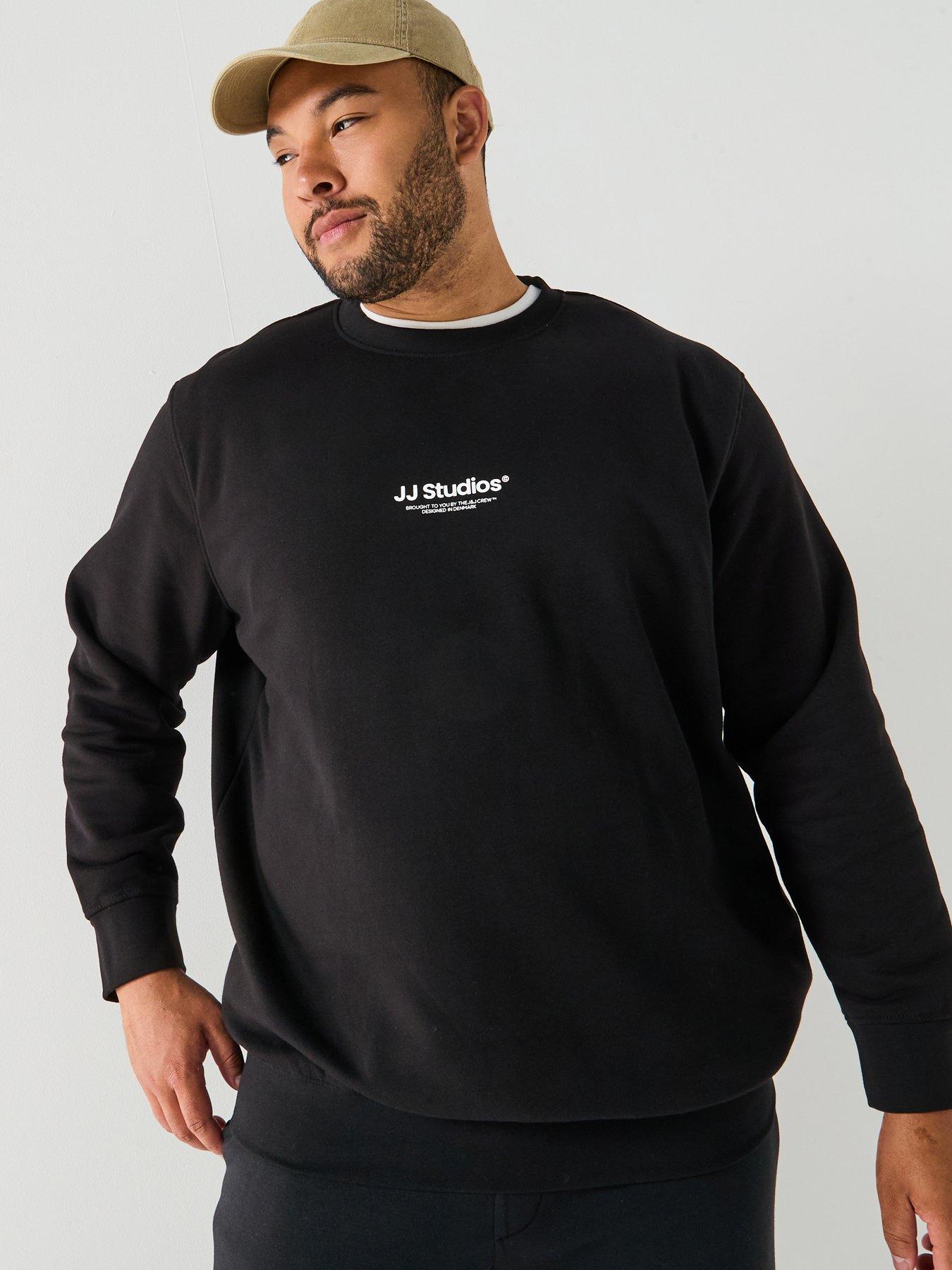  image of jack-jones-plus-size-soho-jj-studios-crew-sweater-black