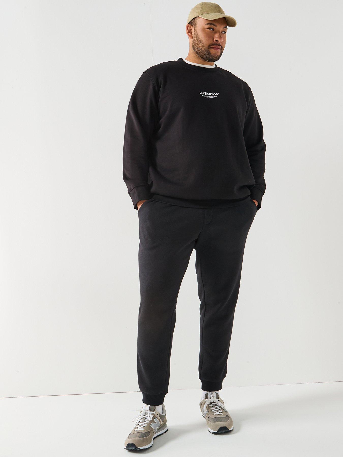  image of jack-jones-plus-size-soho-jj-studios-crew-sweater-black