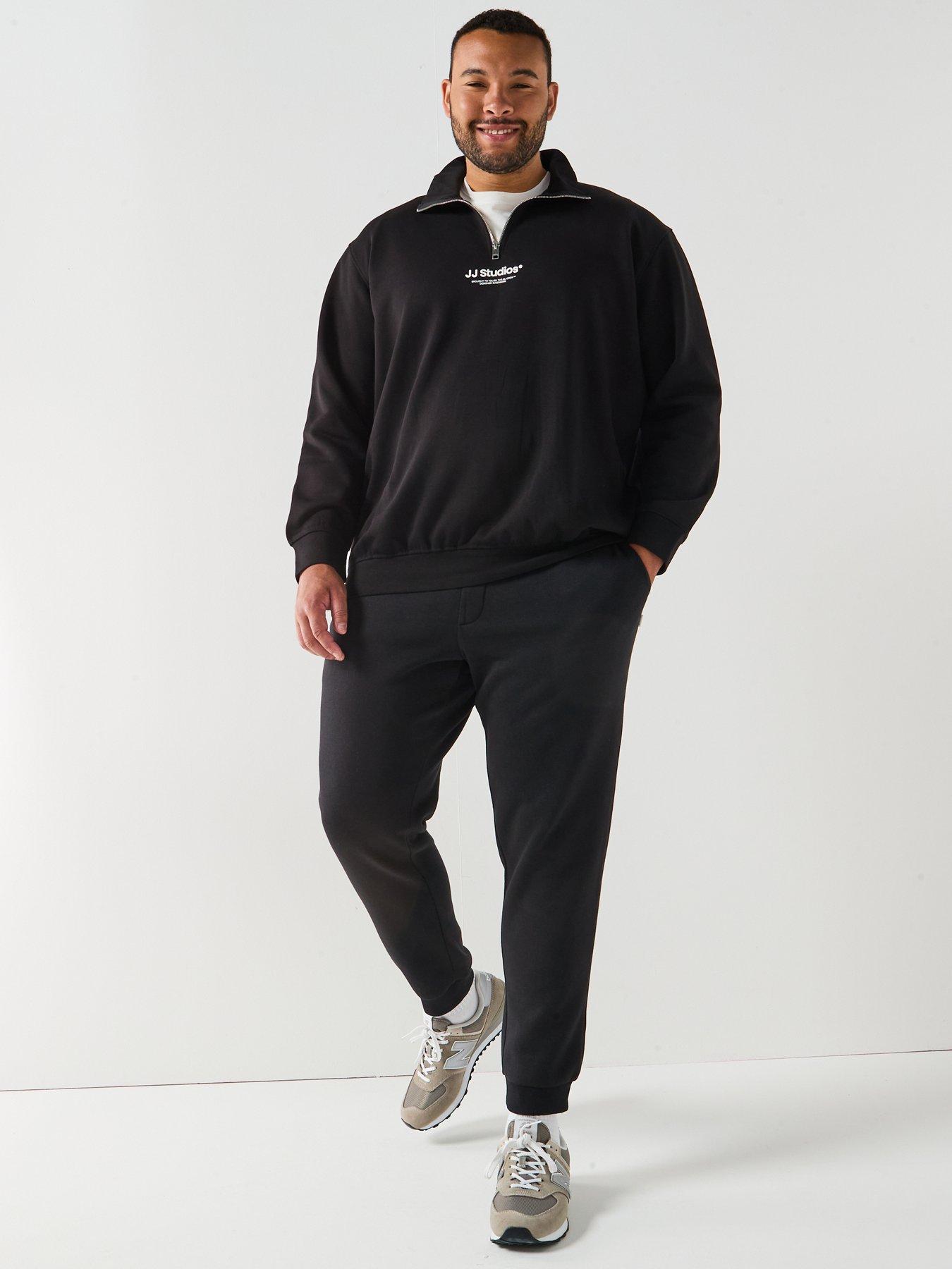  image of jack-jones-plus-size-soho-jj-studios-14-zip-sweater-black