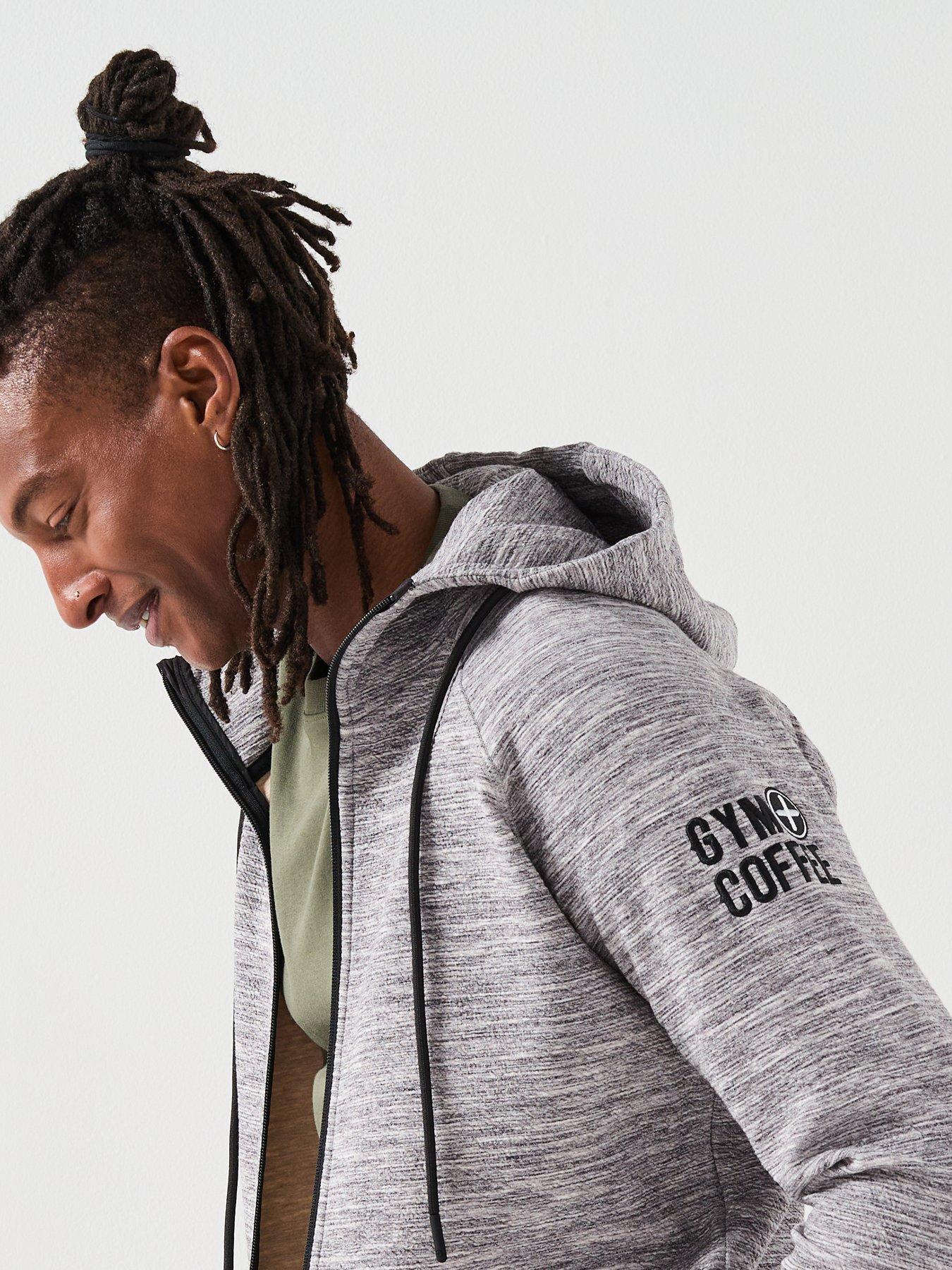  image of gym-coffee-mens-training-fleck-hoodie-grey