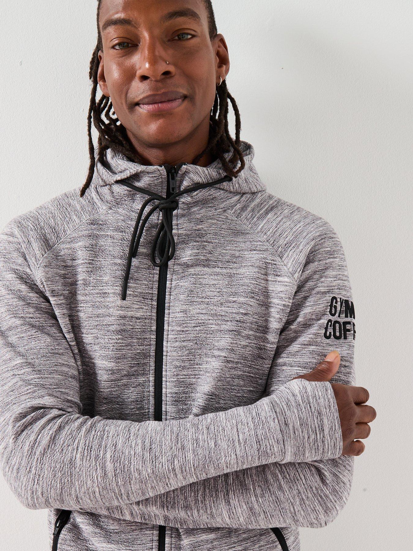  image of gym-coffee-mens-training-fleck-hoodie-grey