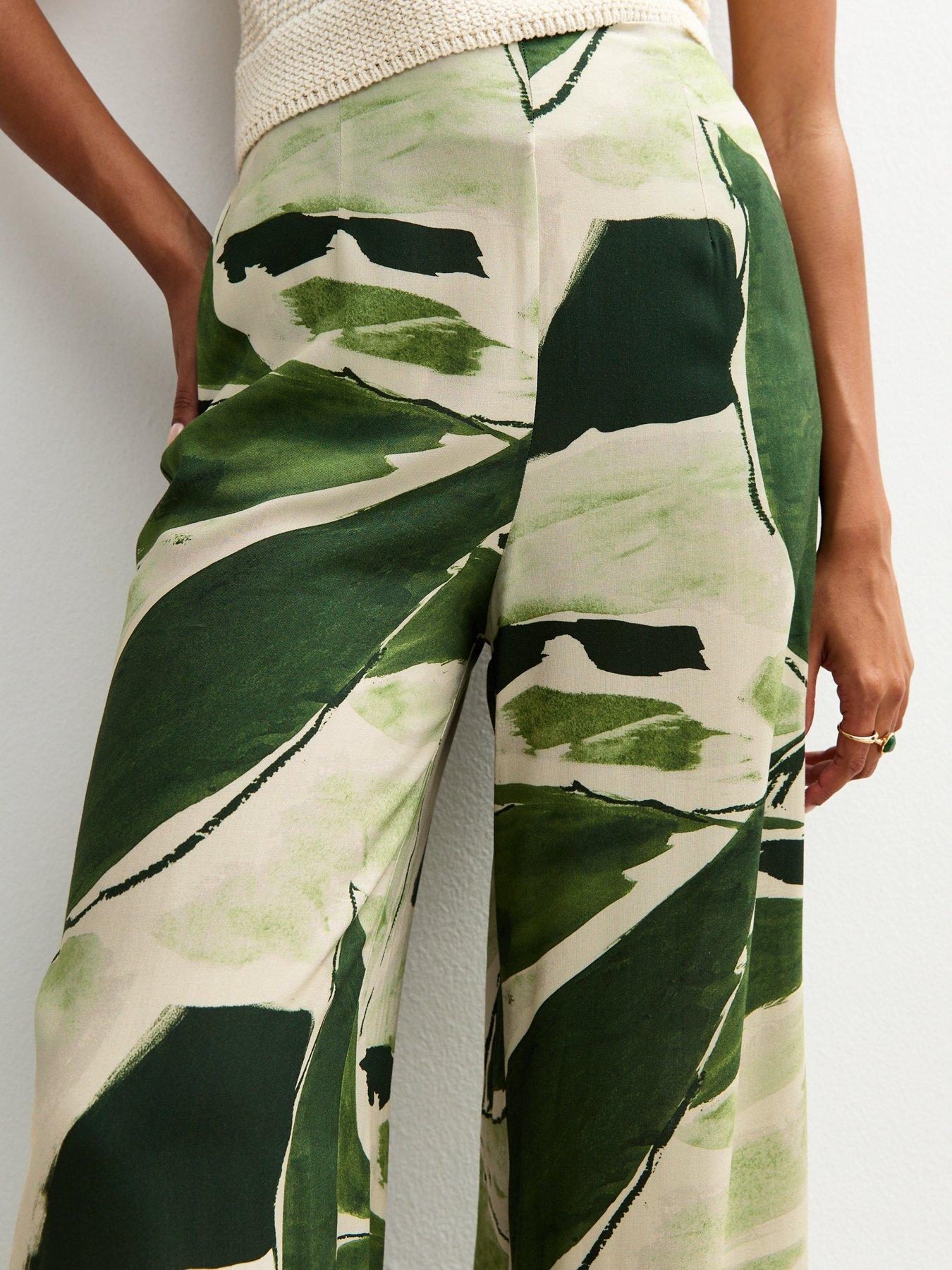 The Leaf Print Wide Leg Pants