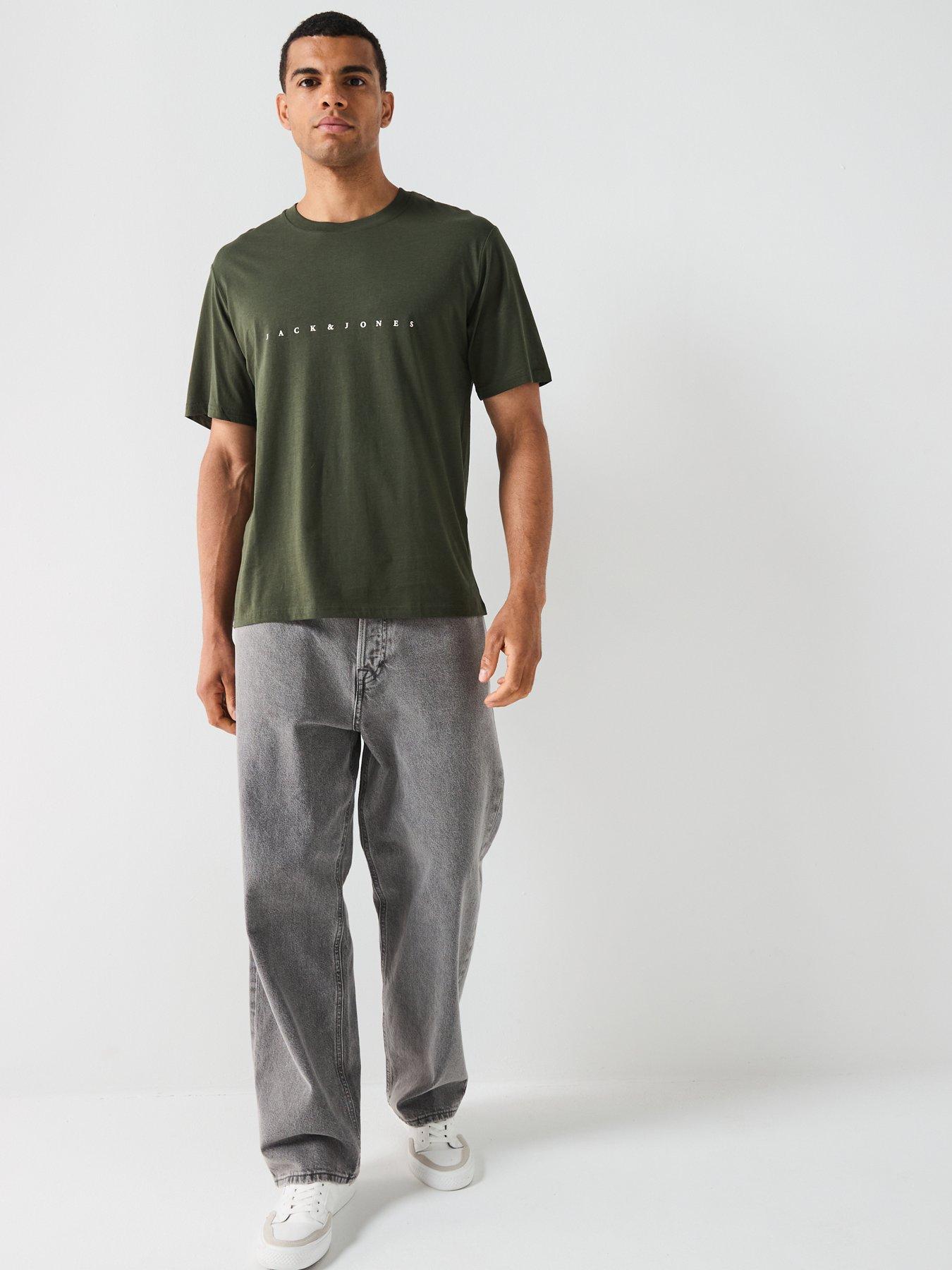 Image 3 of 4 of Jack & Jones Star Linear Logo T-Shirt - Green