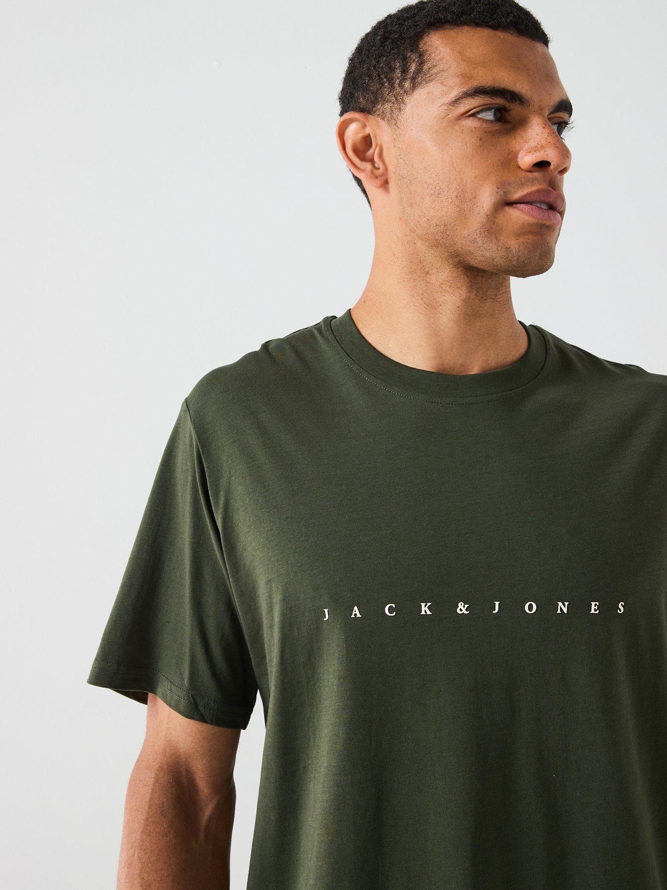 Image 4 of 4 of Jack & Jones Star Linear Logo T-Shirt - Green