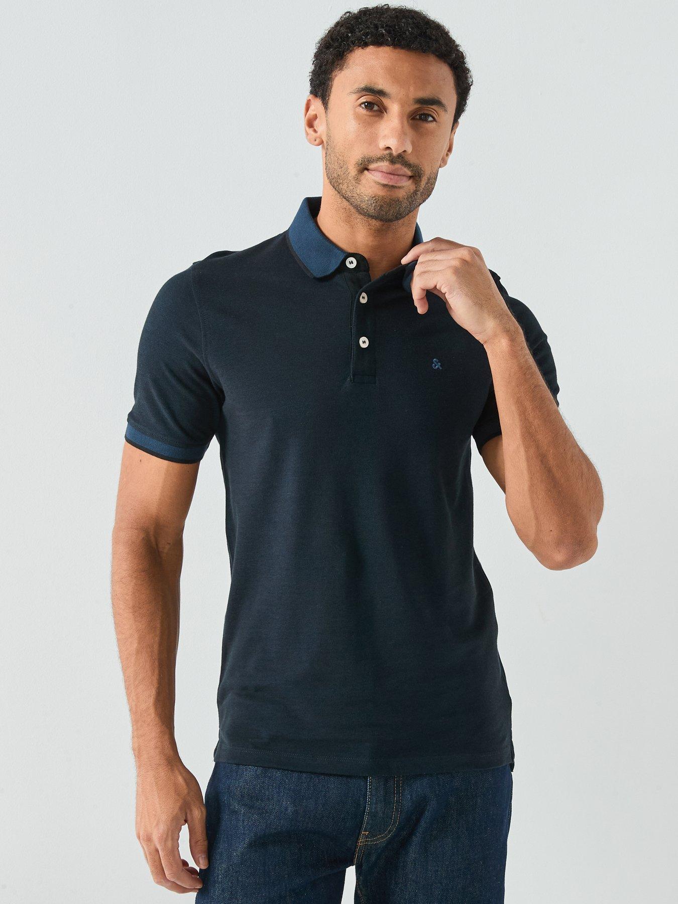 Image 1 of 6 of Jack & Jones Paulos Tipped Polo Shirt - Navy