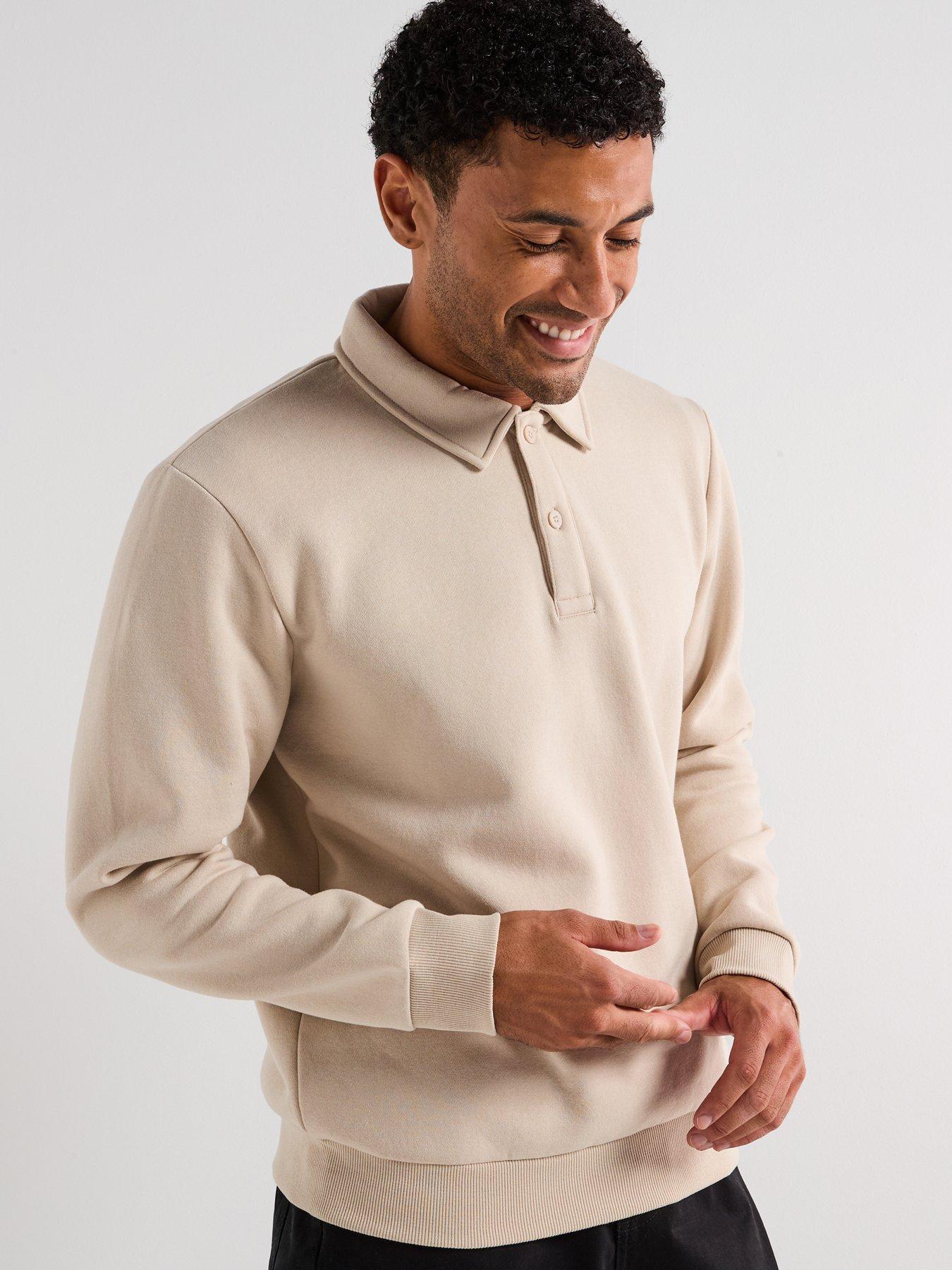 Image 5 of 6 of Jack & Jones Bradley 1/4 Button Sweat - Beige
