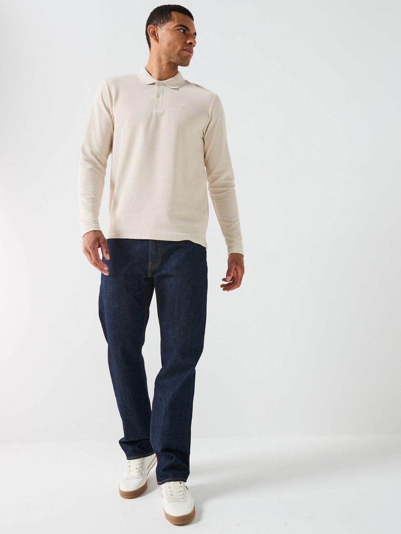 Image 3 of 4 of Jack & Jones Austin Micro Waffle Long Sleeve Polo Shirt - White