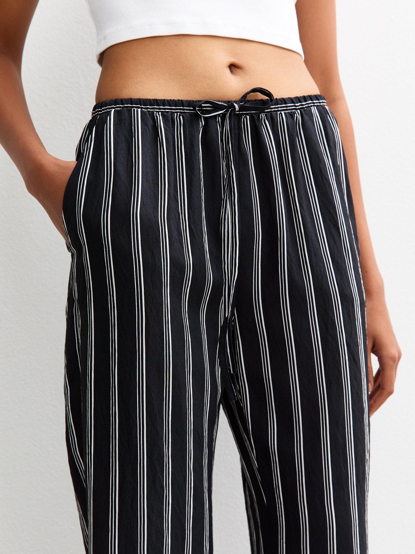 Image 4 of 4 of New Look Black Striped Wide Leg Trousers
