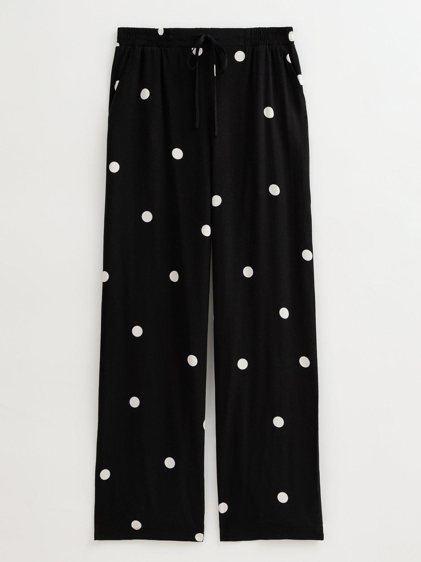  image of new-look-spot-print-wide-leg-trousers-black