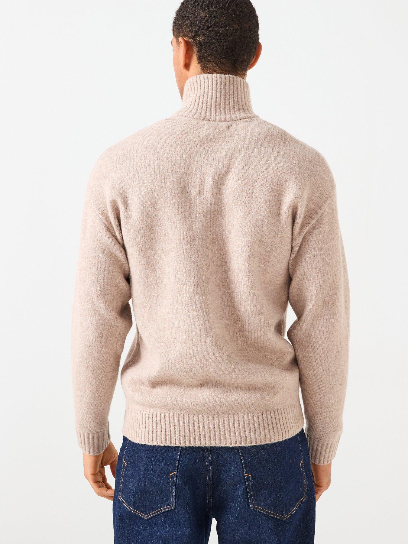stillFront image of jack-jones-soho-ollie-melanged-14-zip-knitted-jumper-light-beige