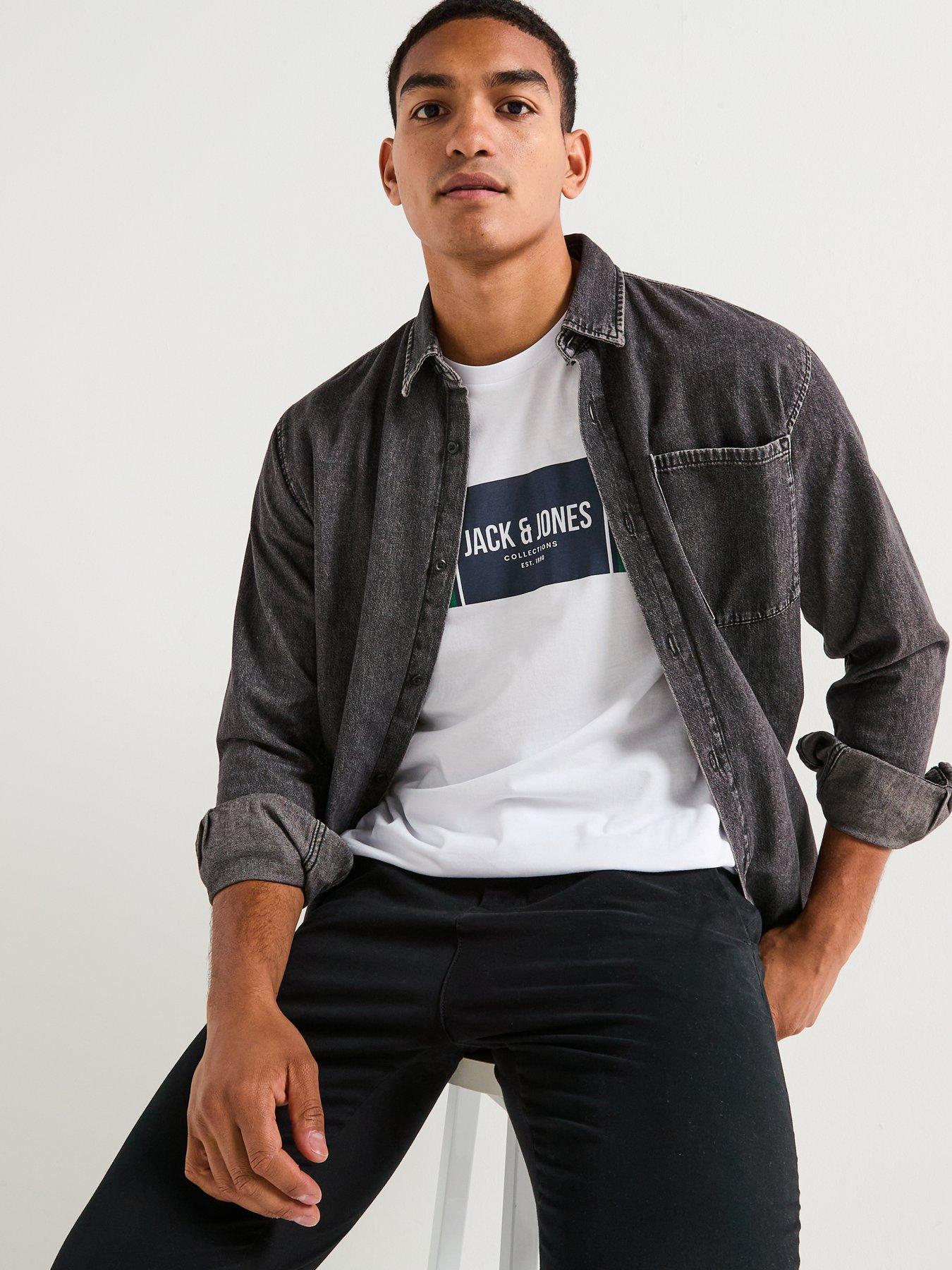 Image 4 of 6 of Jack & Jones Creek Pocket Long Sleeve Shirt - Black