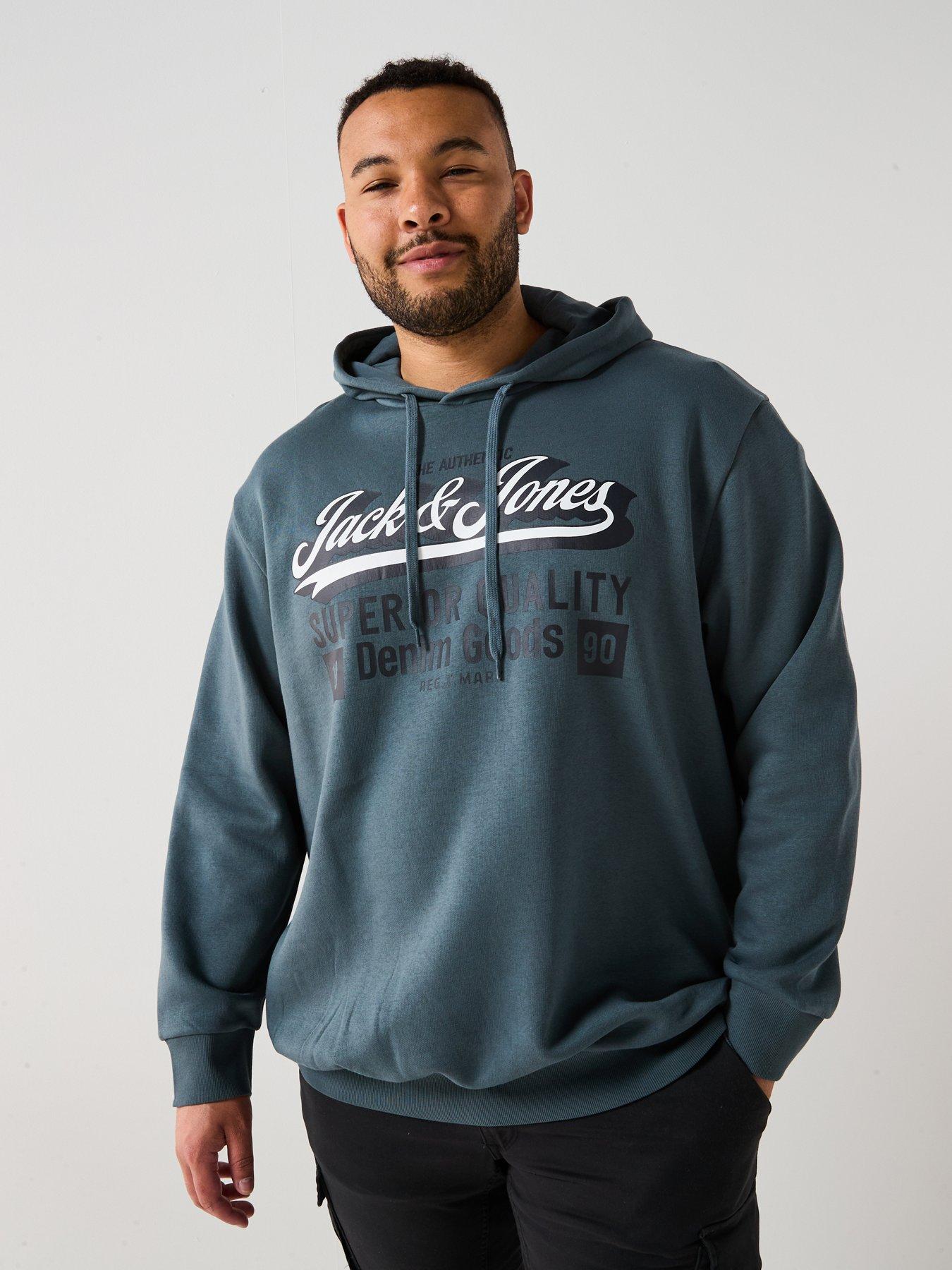 undefined Plus Size Graphic Logo Overhead Hoodie - Blue