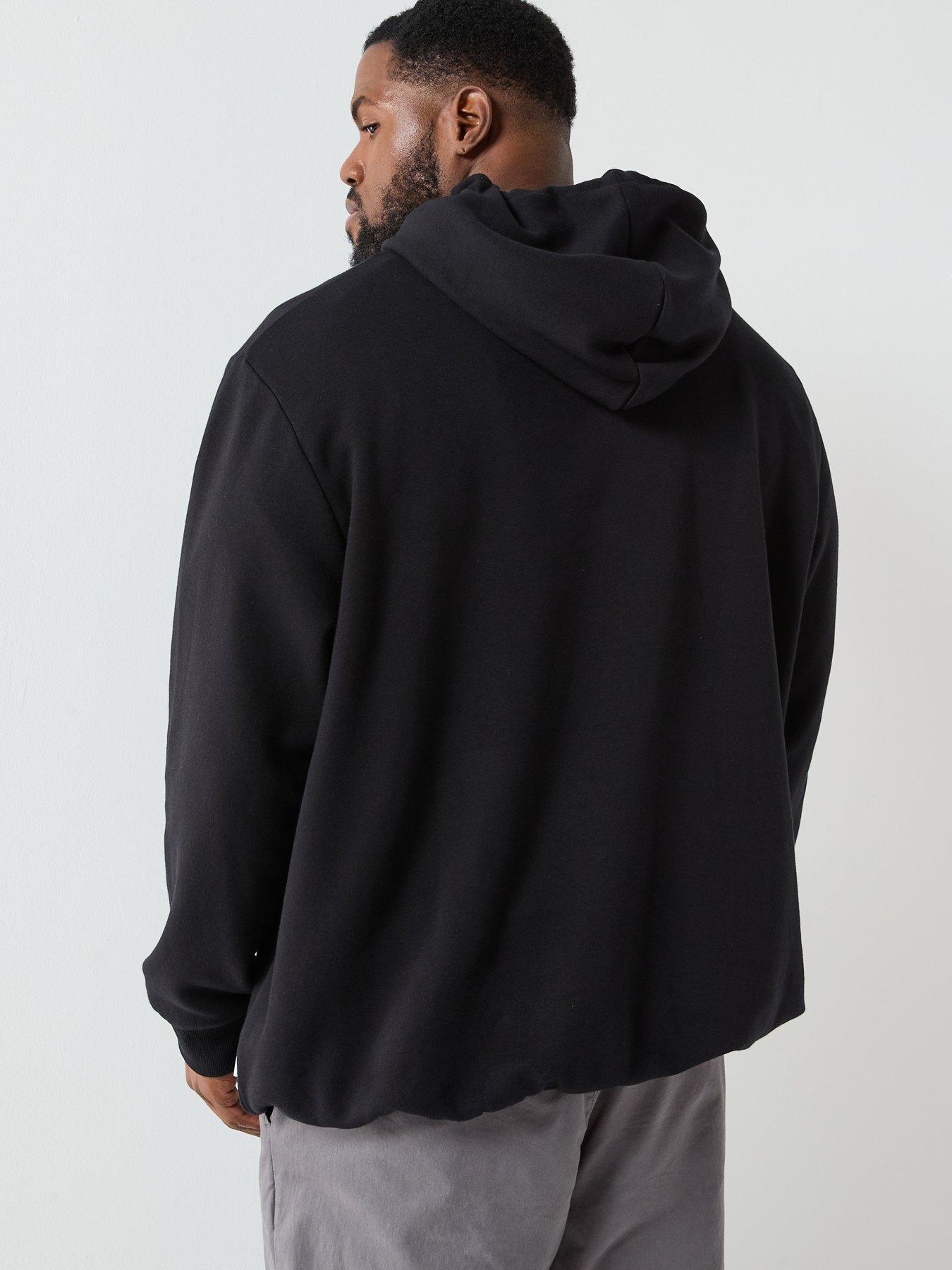 stillFront image of jack-jones-plus-size-left-chest-tonal-logo-overhead-hoodie-black
