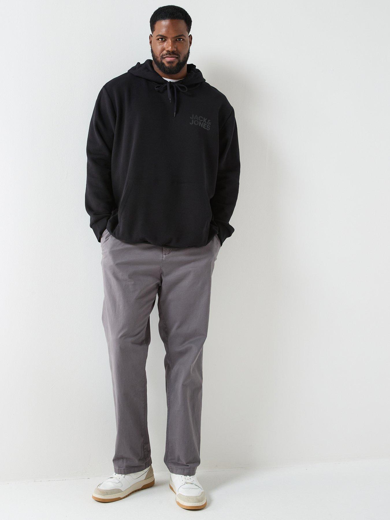  image of jack-jones-plus-size-left-chest-tonal-logo-overhead-hoodie-black