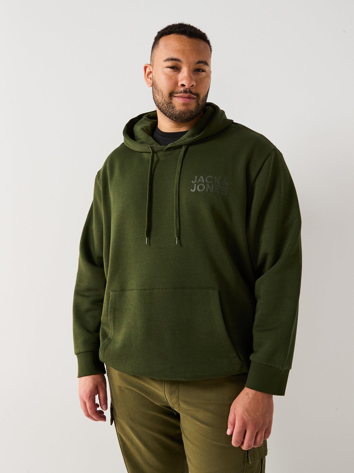 undefined Plus Size Left Chest Tonal Logo Overhead Hoodie - Beige