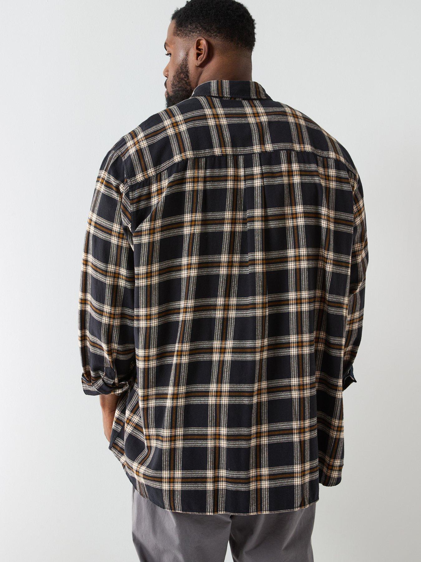  image of jack-jones-plus-size-classic-flannel-long-sleeve-check-shirt-black