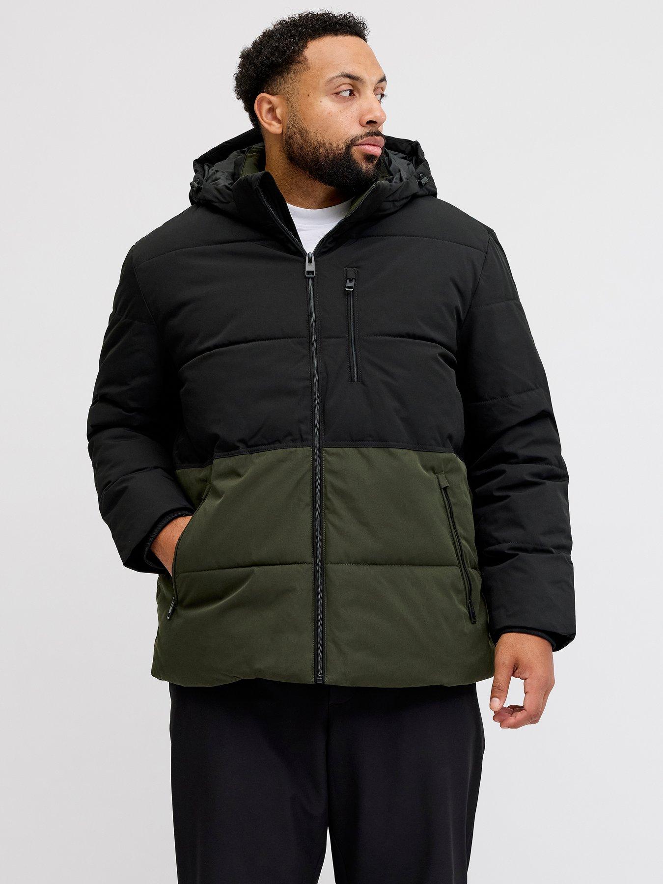 Image 1 of 6 of Jack & Jones Plus Size Owen Hooded Quilted Jacket - Dark Green
