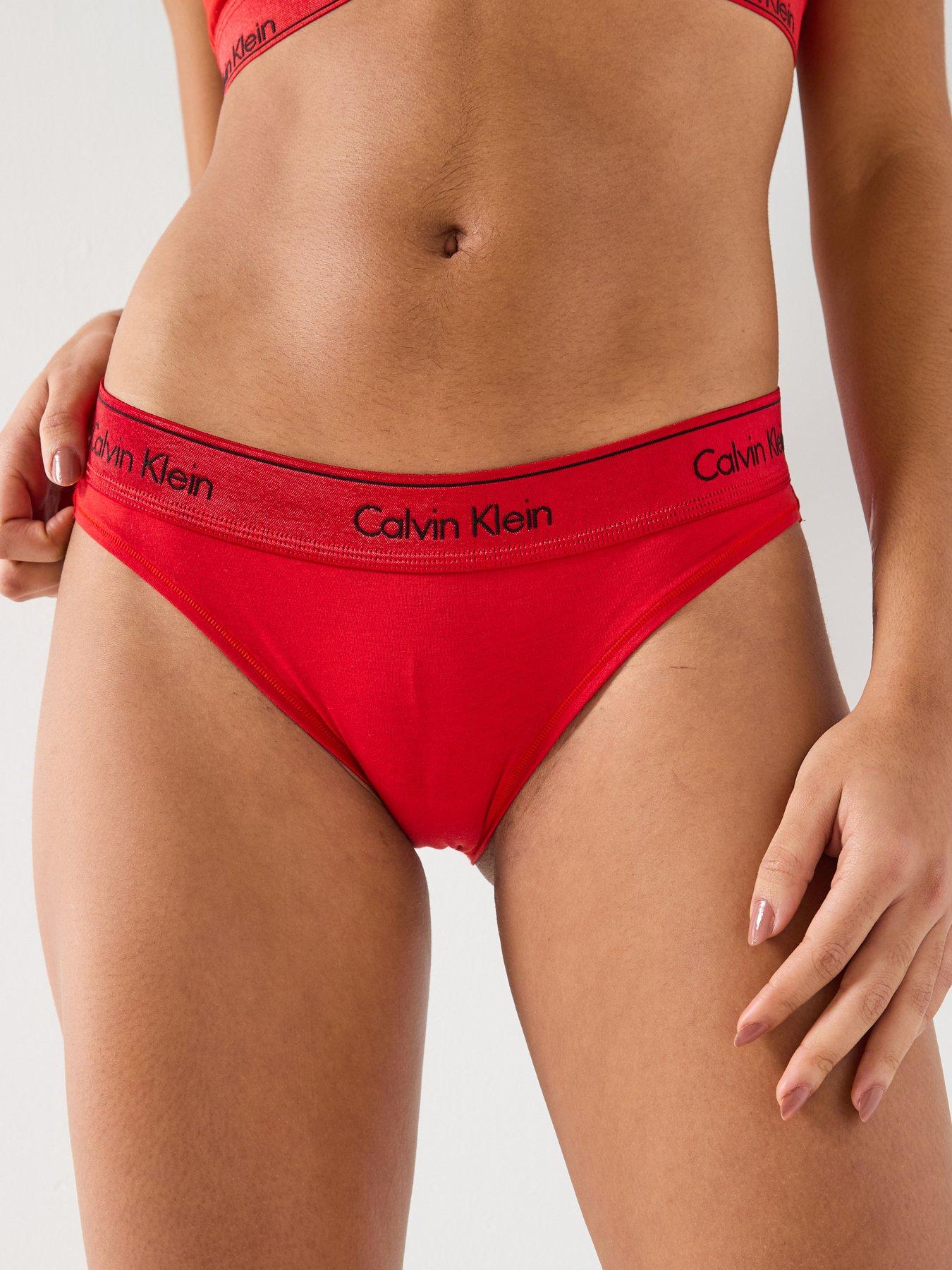 Image 1 of 6 of Calvin Klein High Leg Briefs - Red