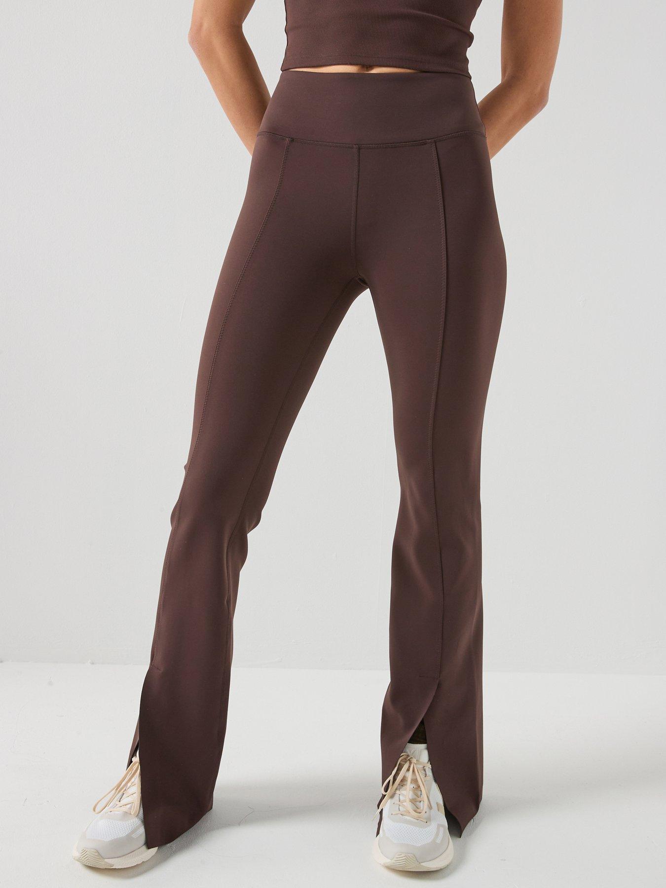  image of pe-nation-womens-training-elevation-flared-leggings-brown