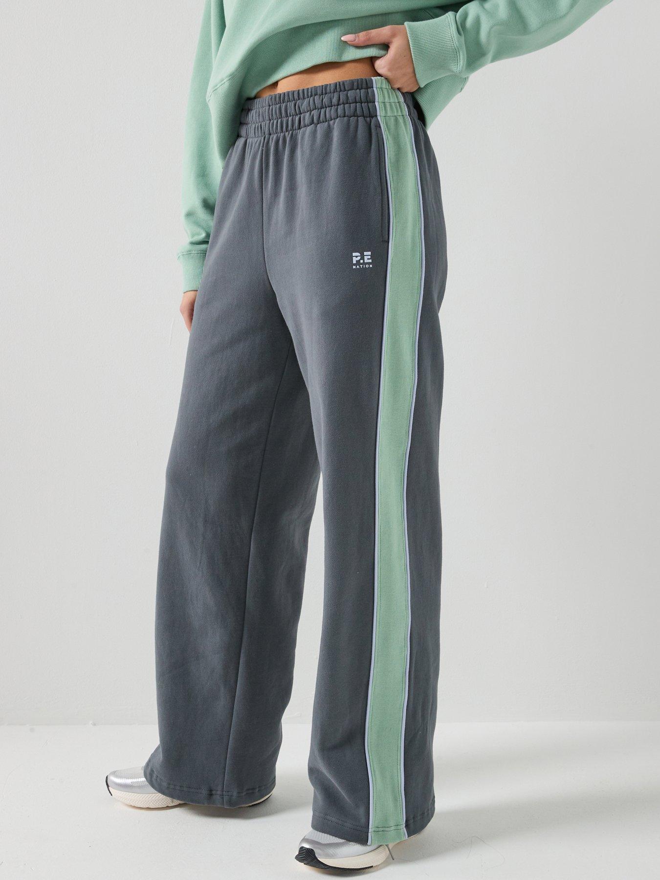 P.E Nation Womens Training Align Wide Leg Track Pants - Grey