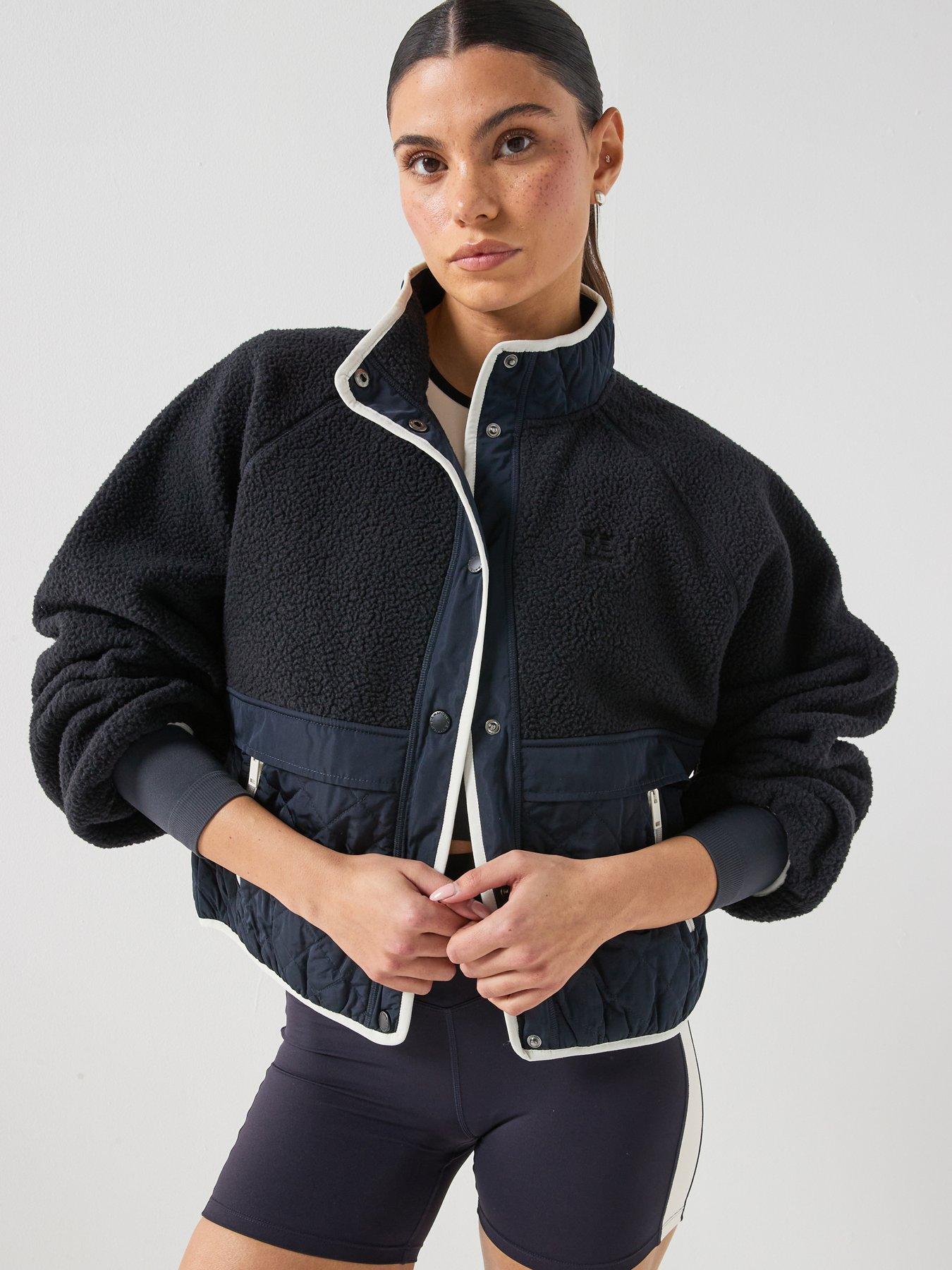 P.E Nation Womens Training Technique Quilt and Fleece Jacket - Navy